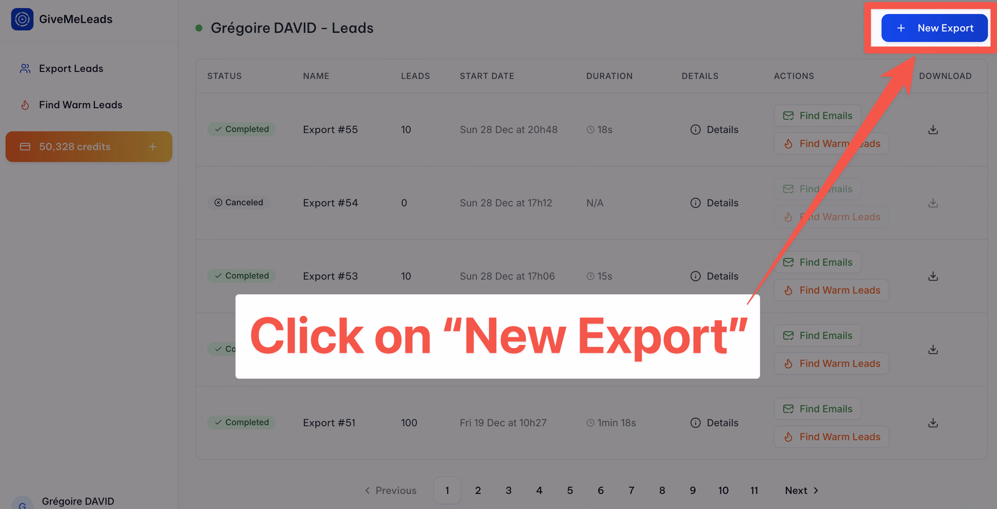 Start to export leads from LinkedIn Sales Navigator with GiveMeLeads