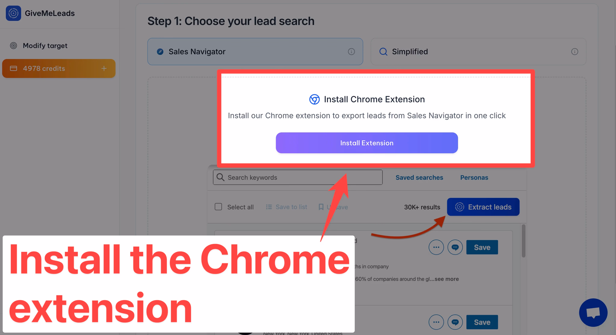 How to install GiveMeLeads Chrome extension