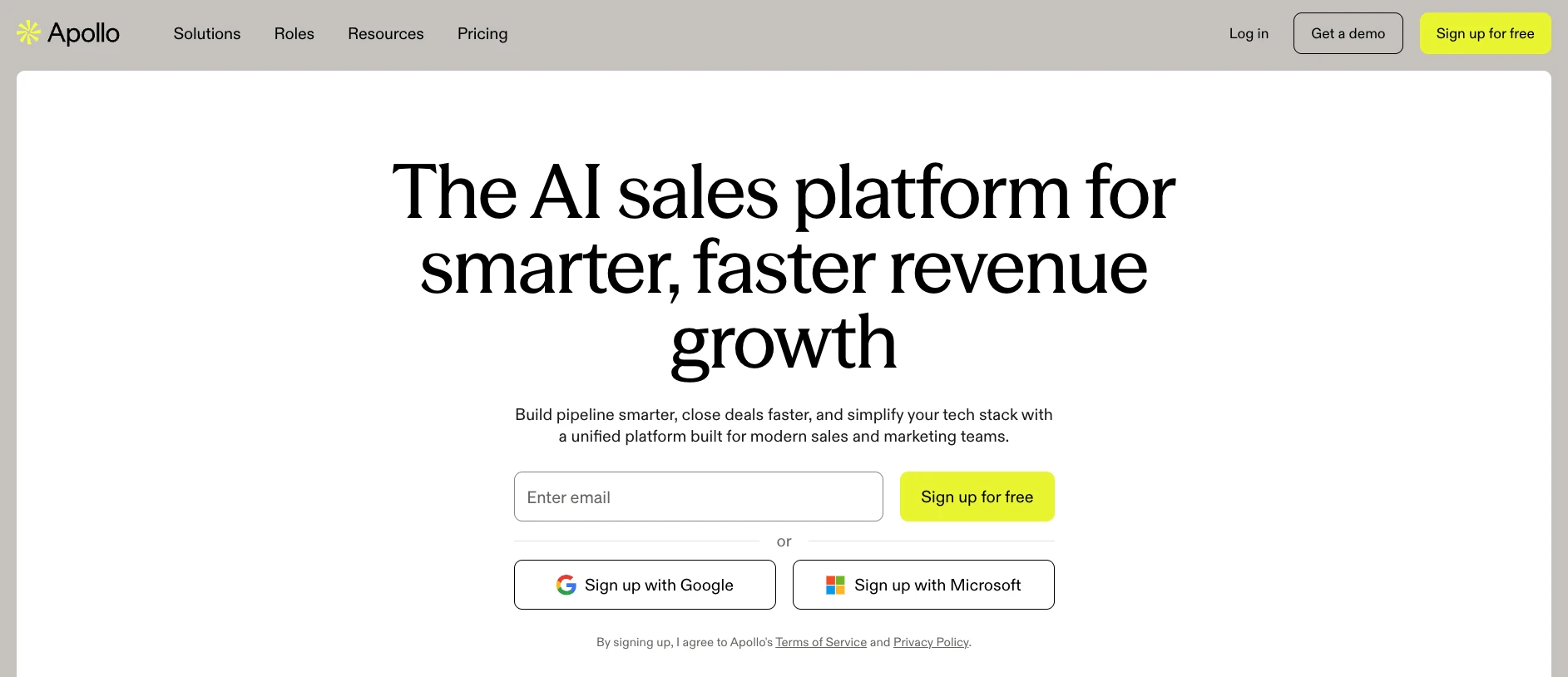 Apollo.io homepage