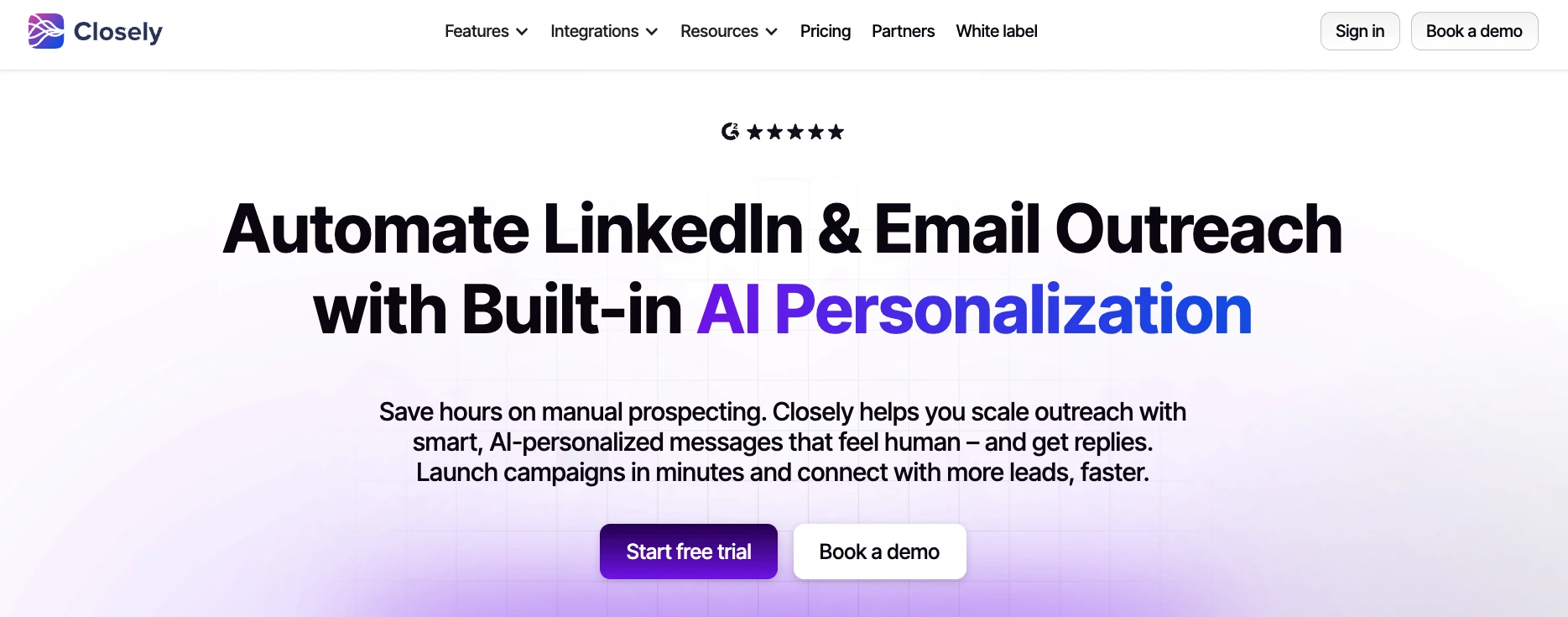 Closely homepage