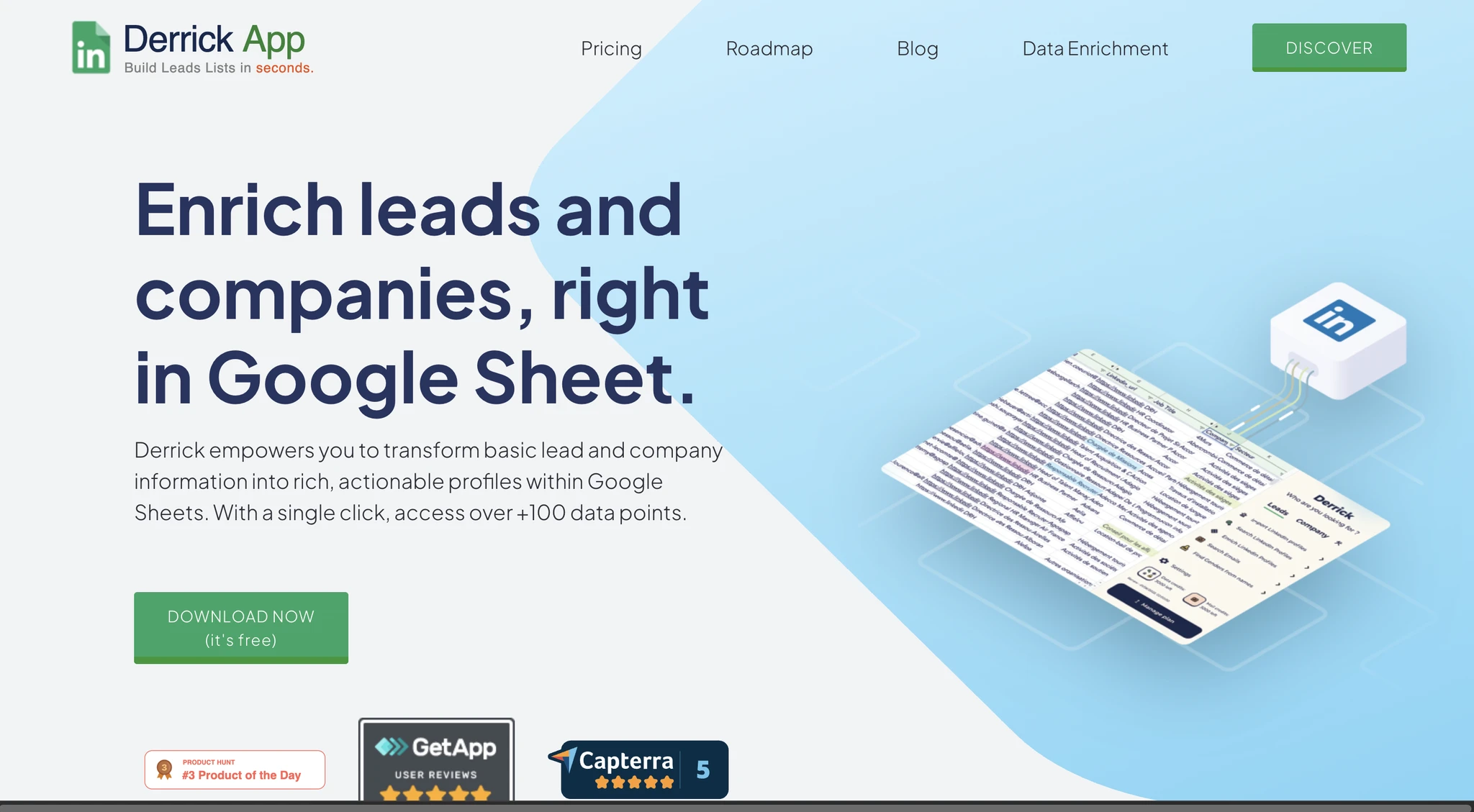 Derrick App homepage