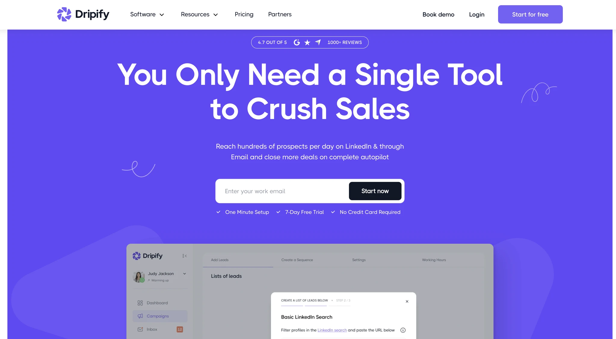 Dripify homepage