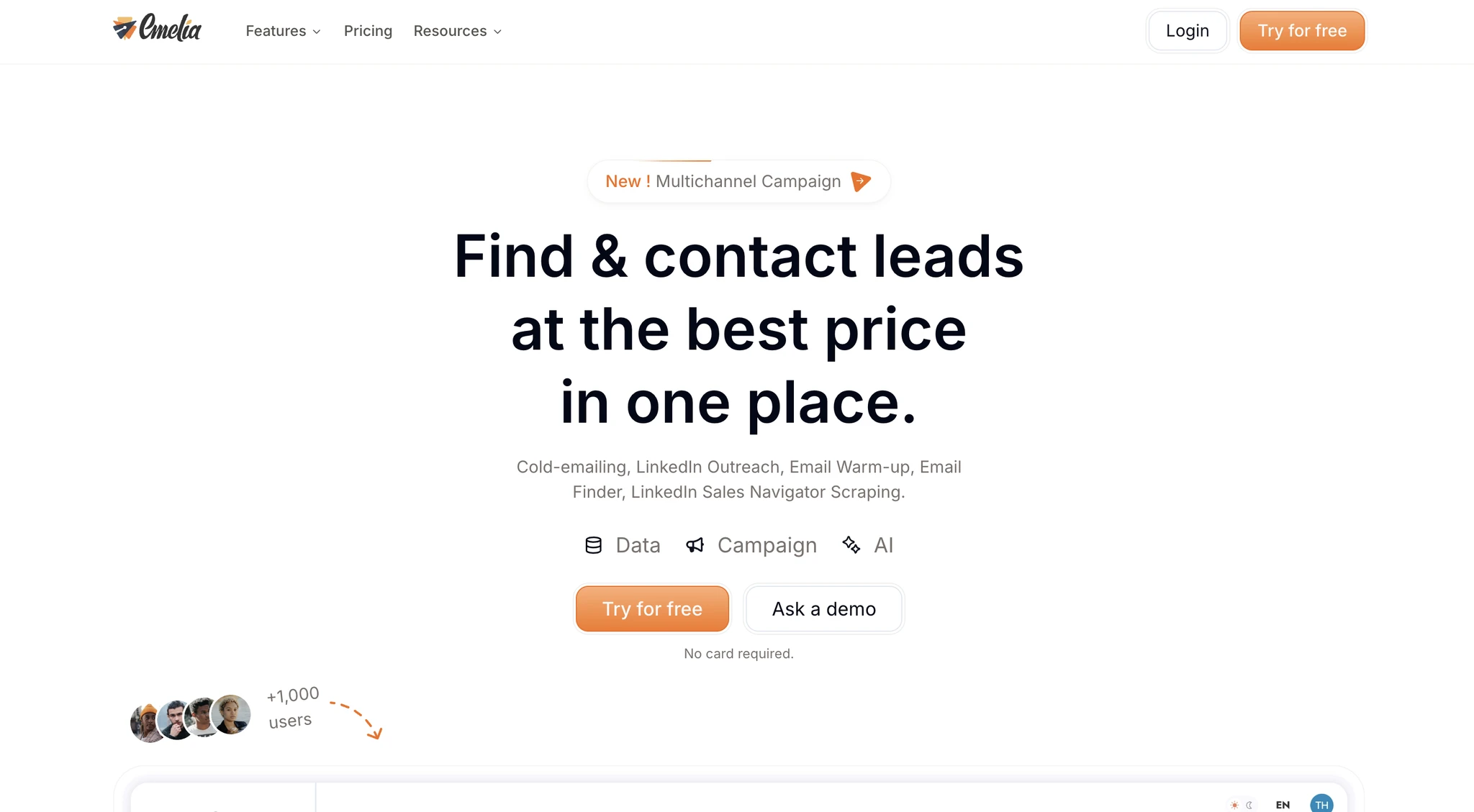 Emelia homepage