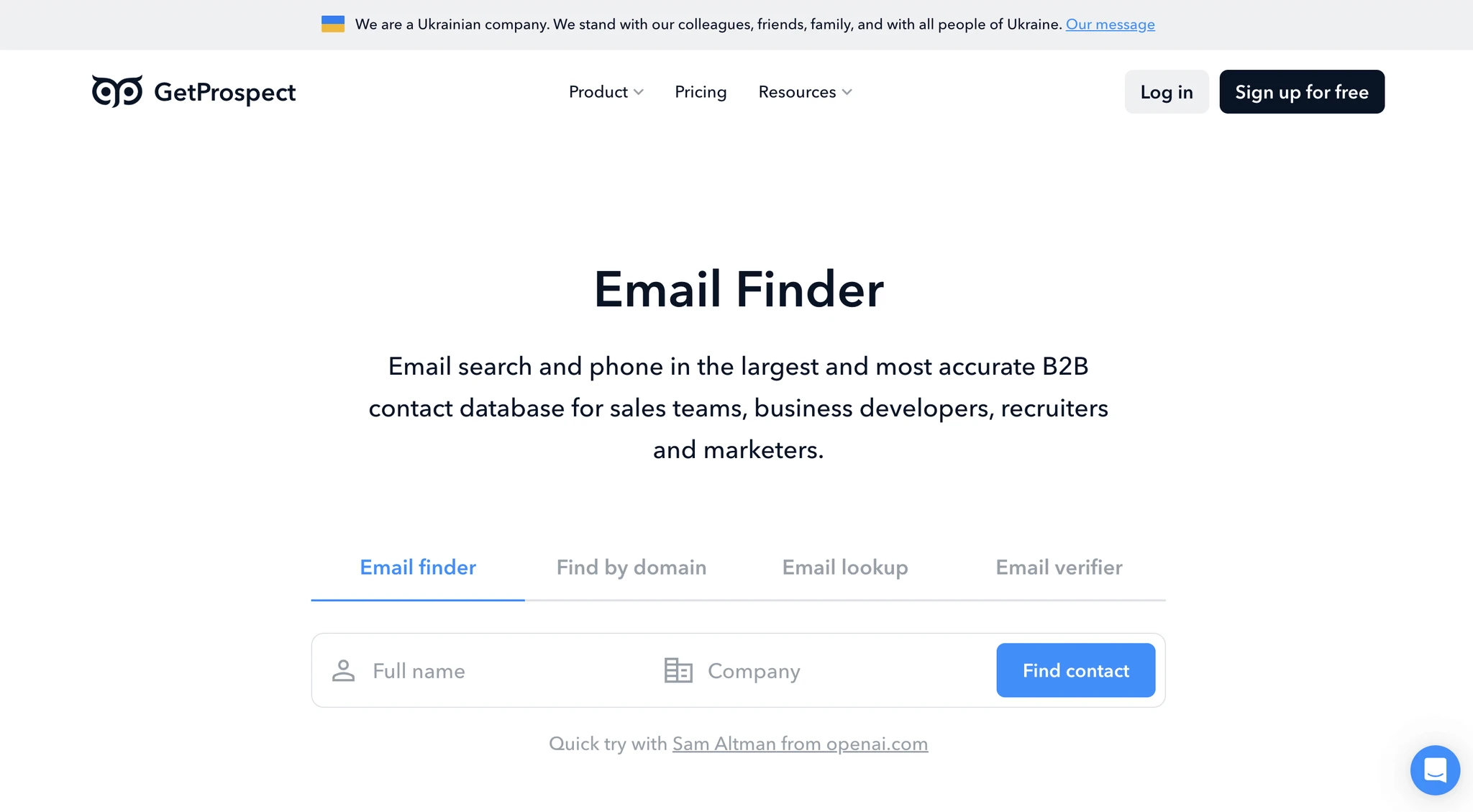 GetProspect homepage