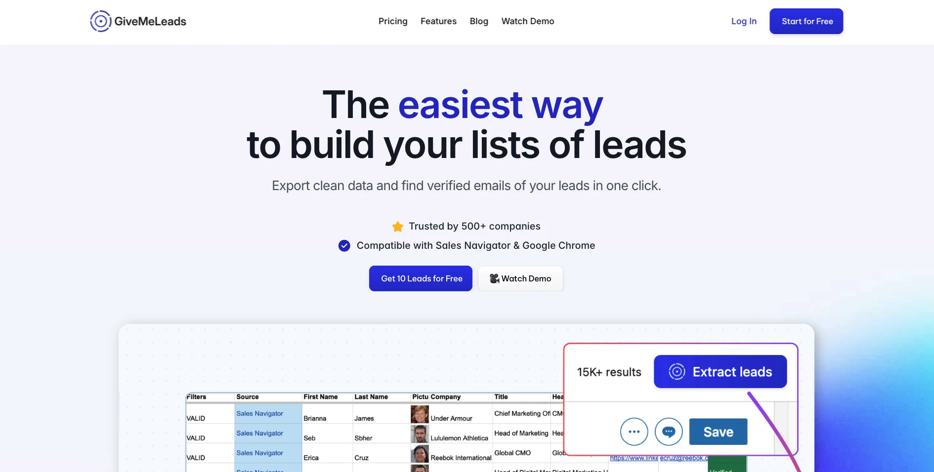GiveMeLeads homepage