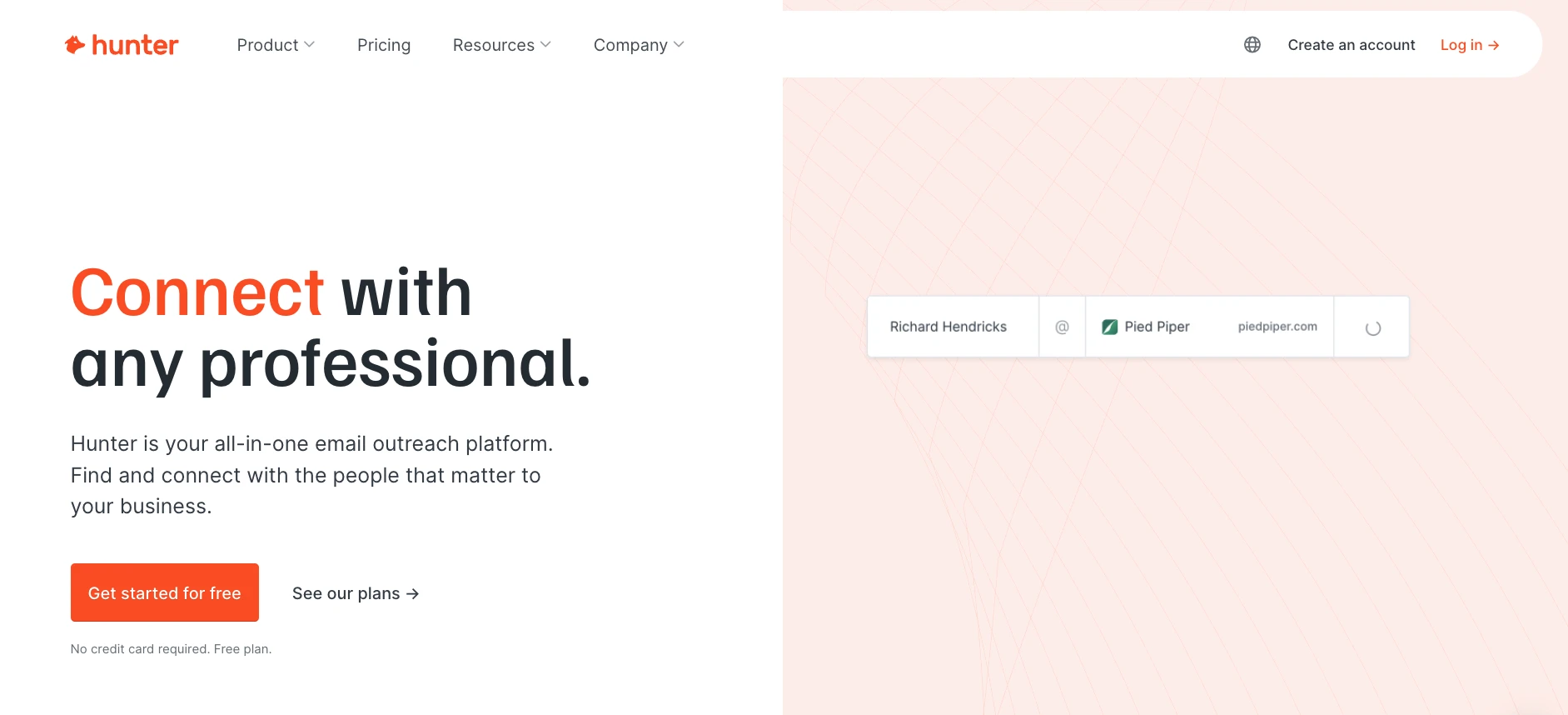 Hunter.io homepage