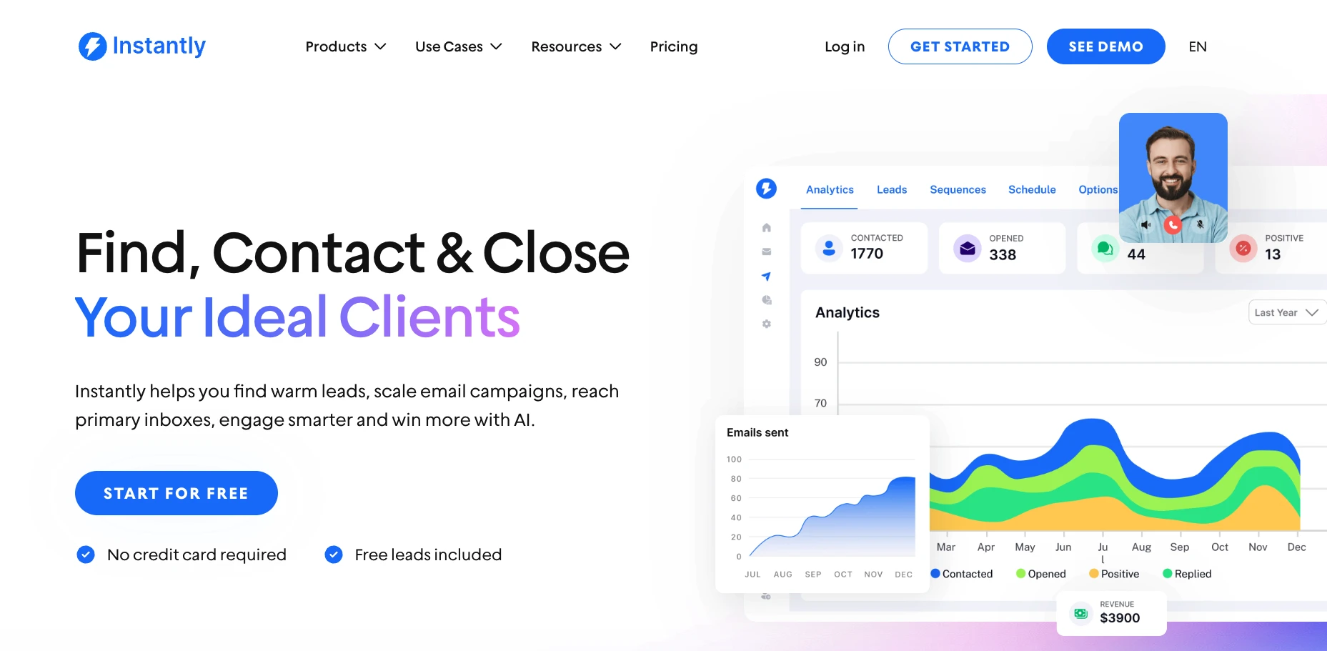 Instantly.ai homepage