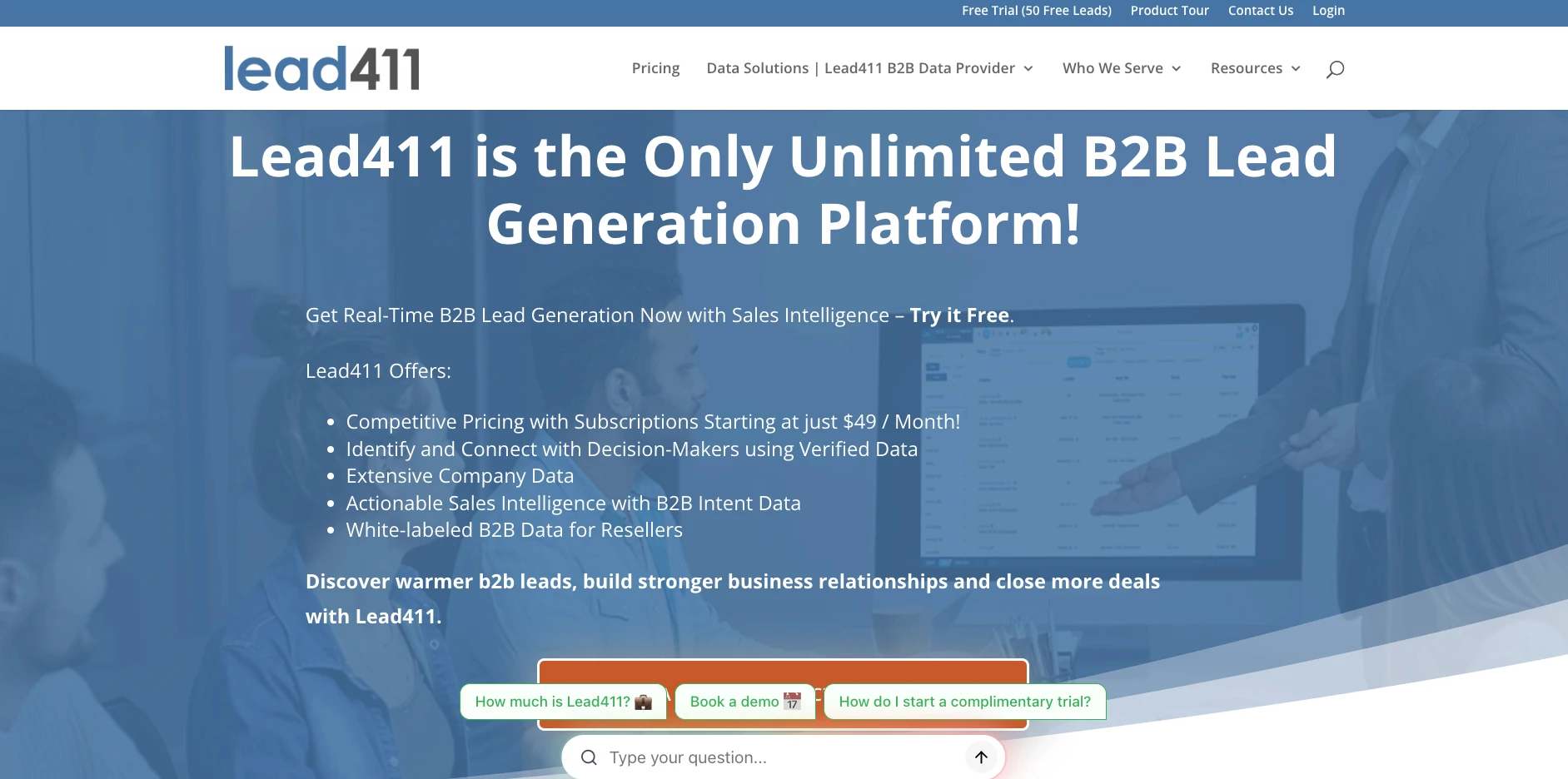 Lead411 homepage