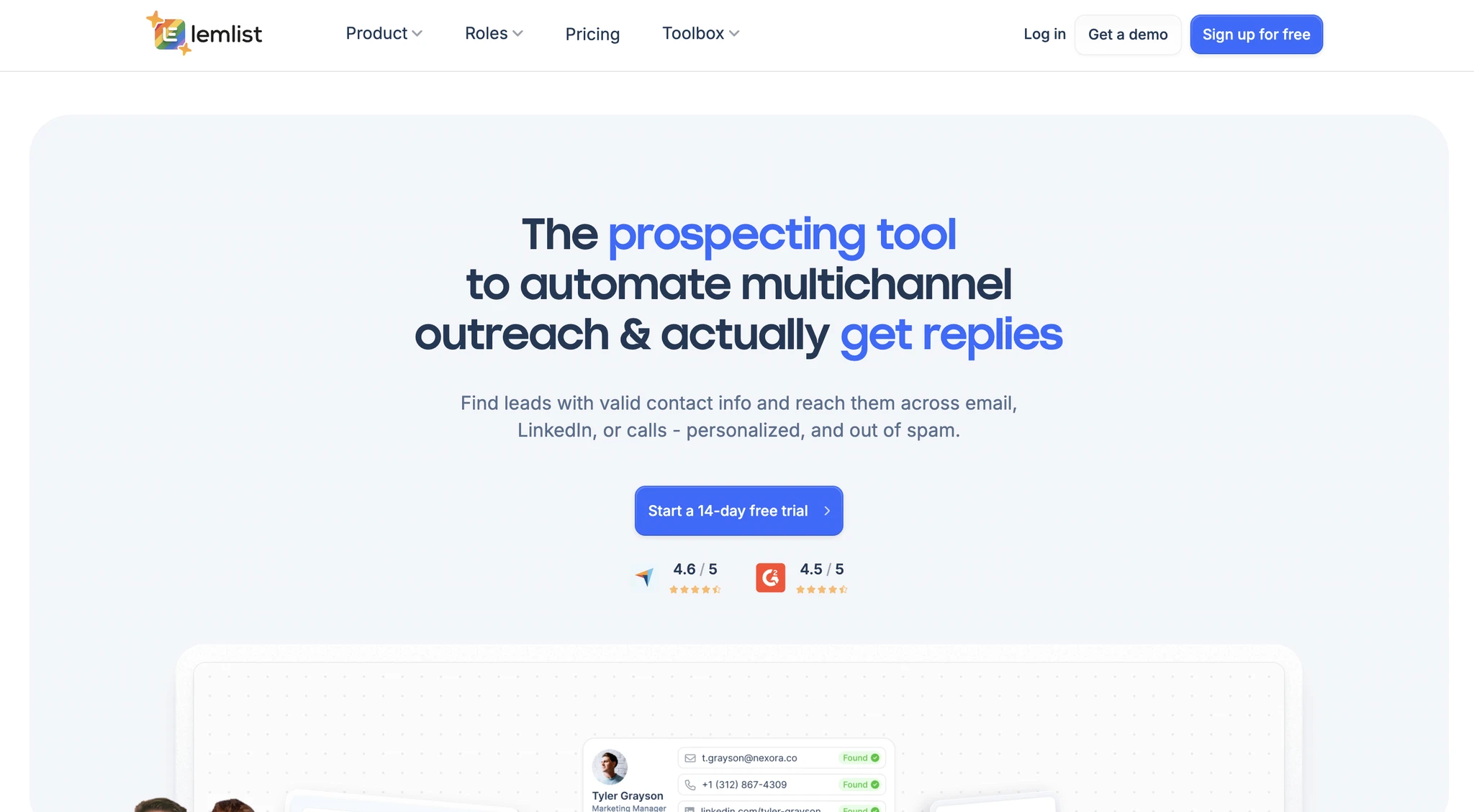 Lemlist homepage