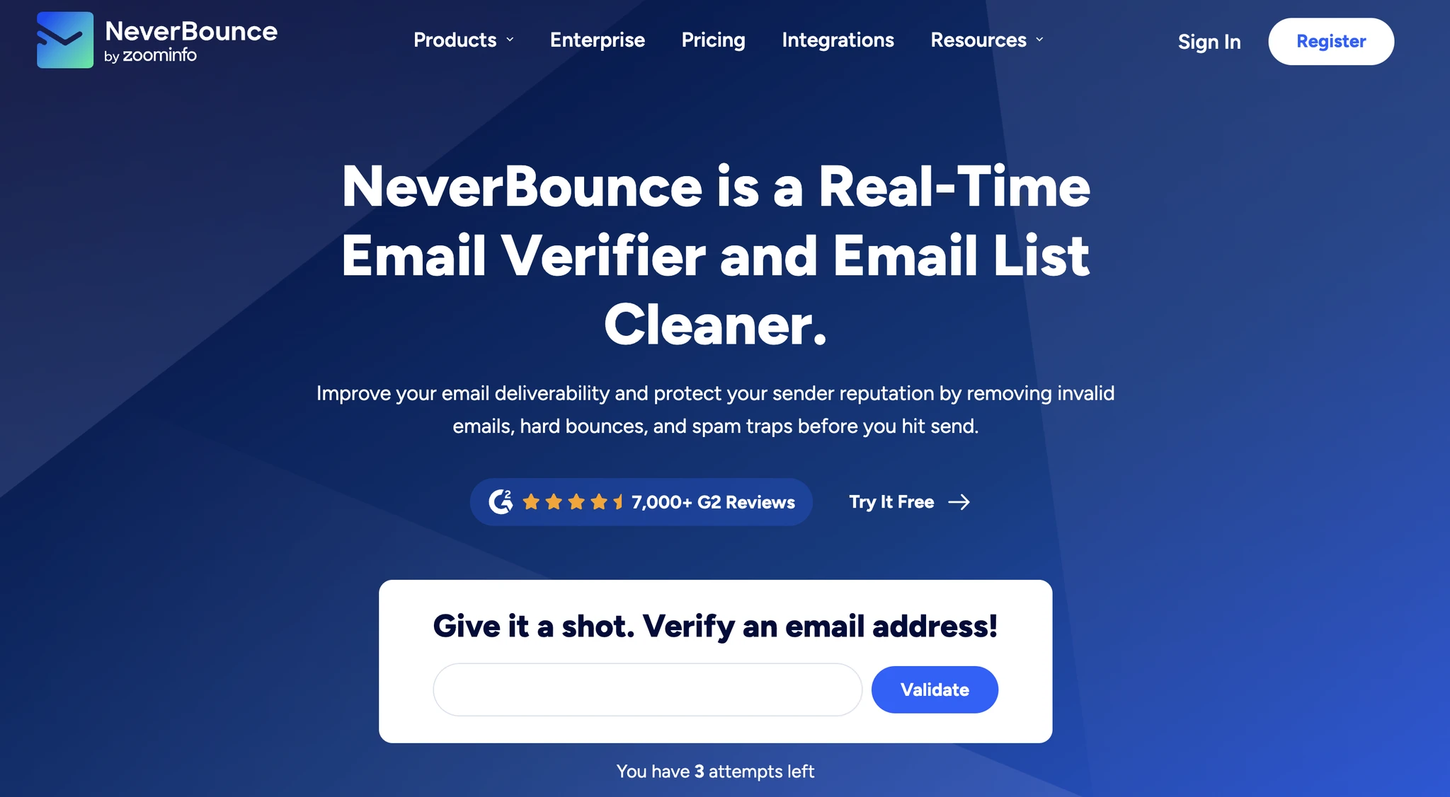 NeverBounce homepage