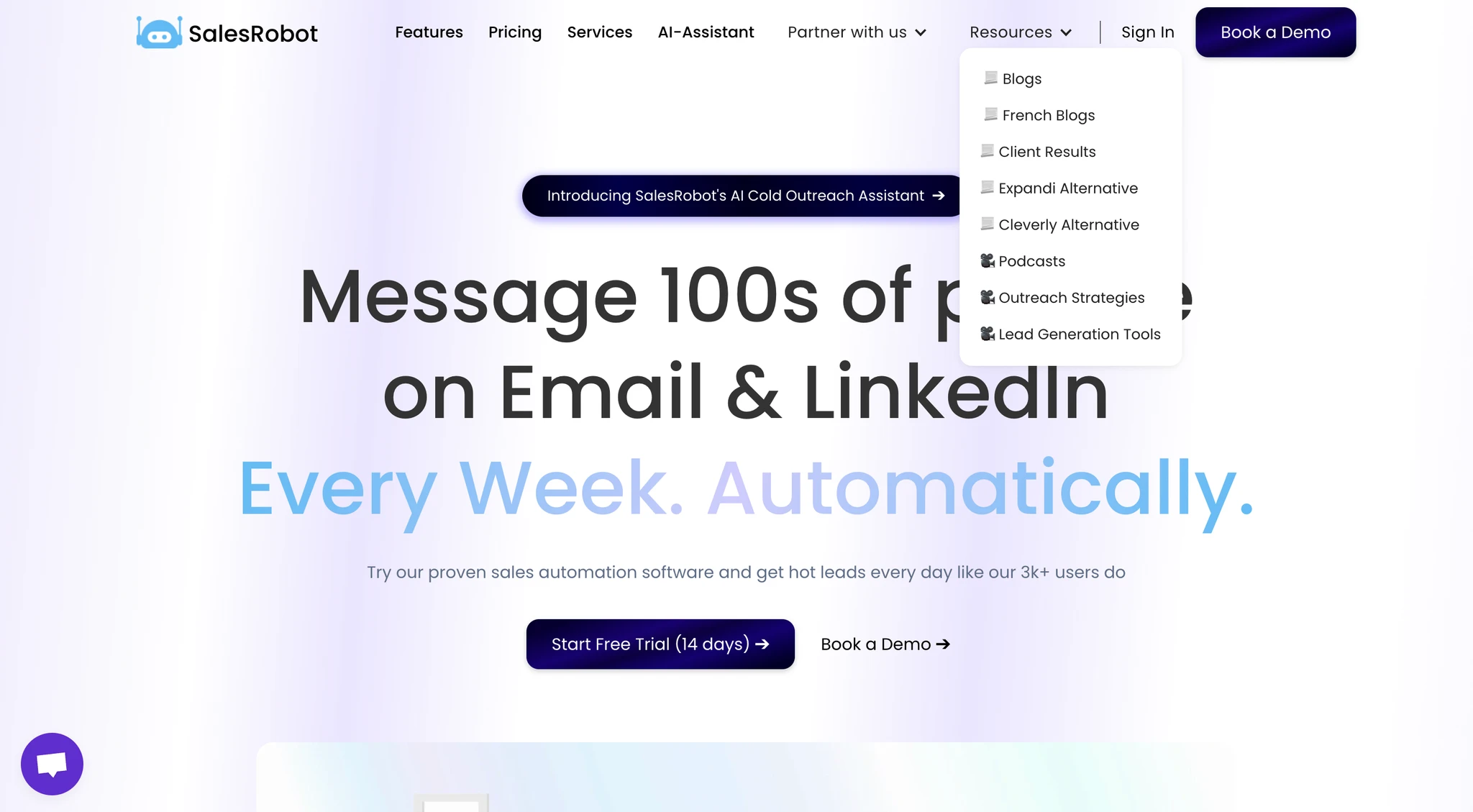 SalesRobot homepage
