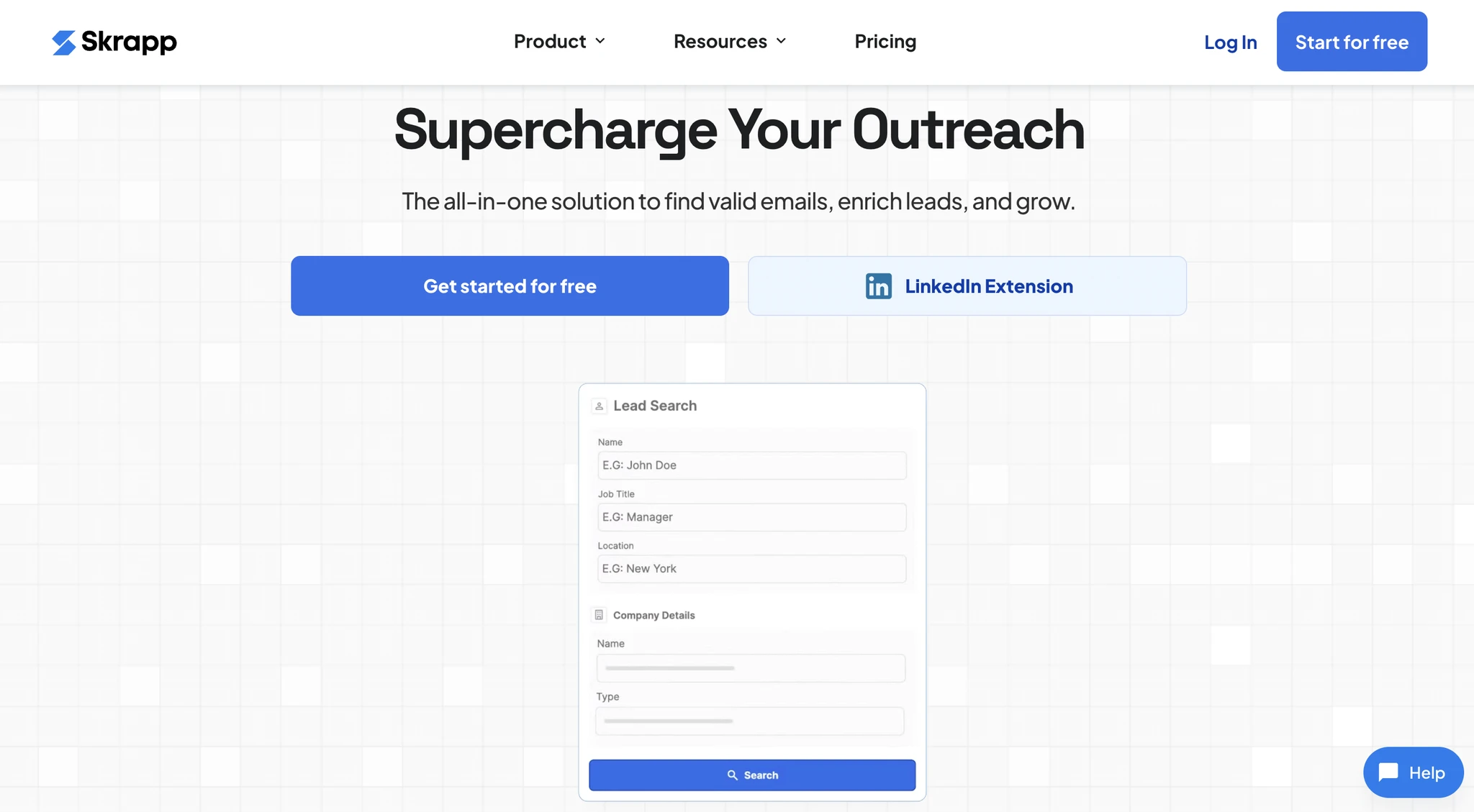 Skrapp homepage