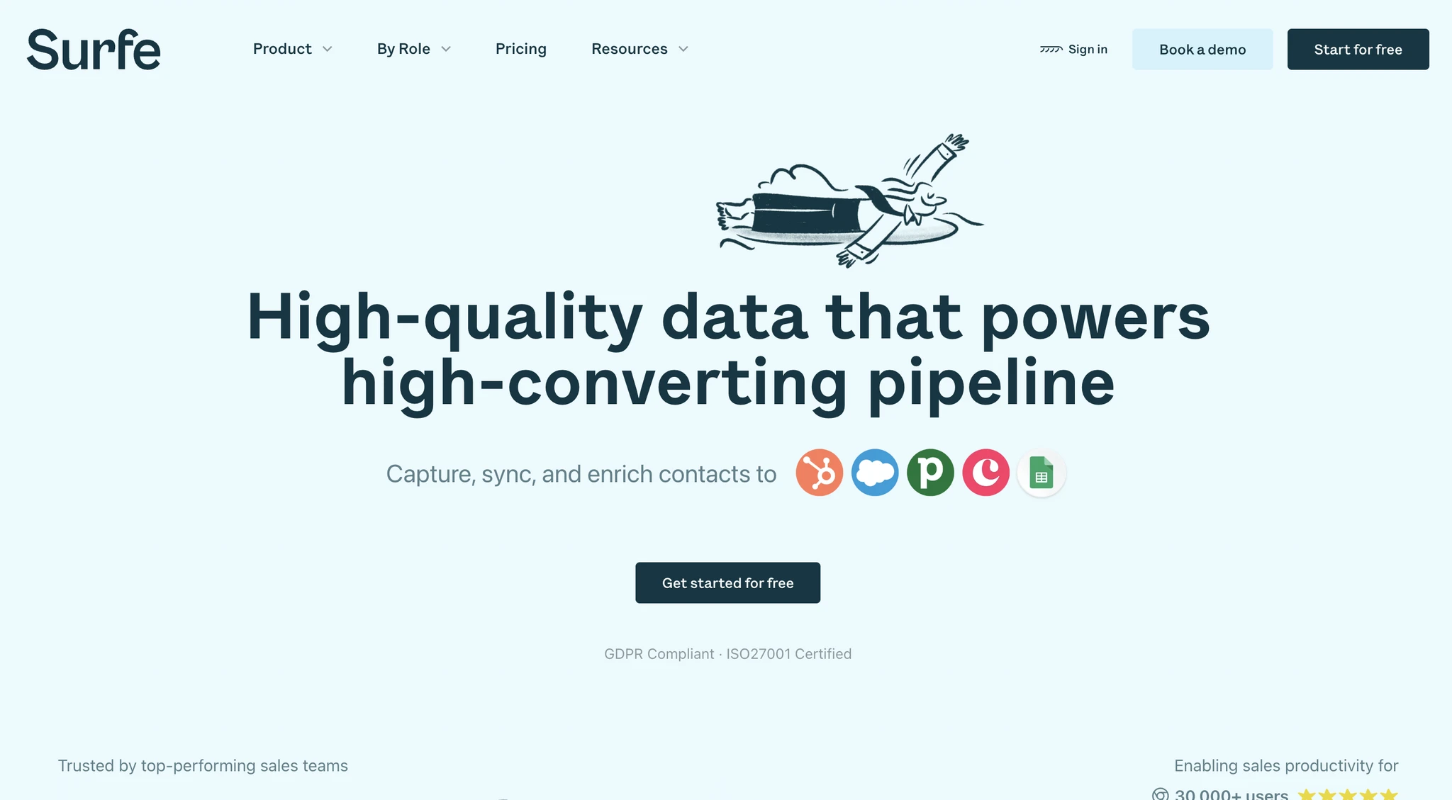 Surfe homepage
