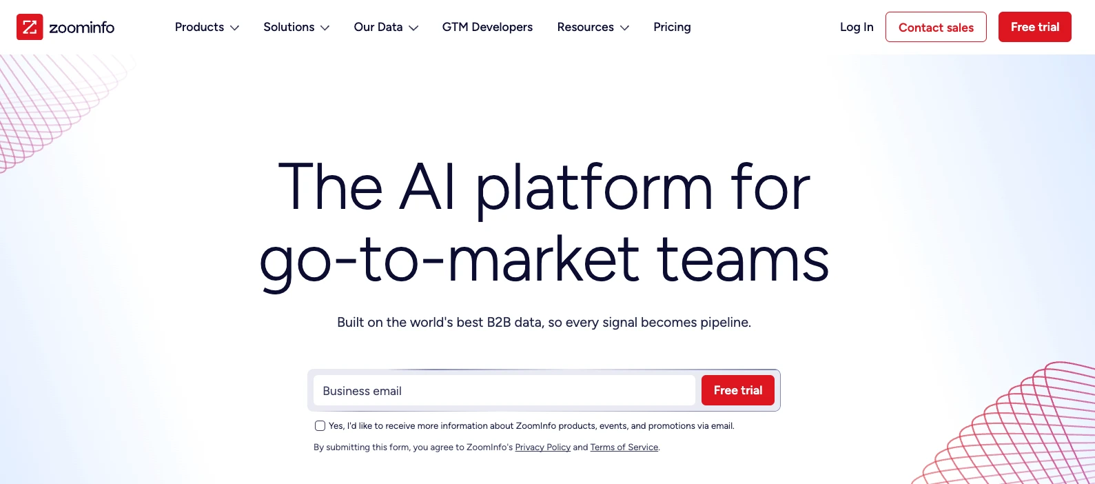 ZoomInfo homepage