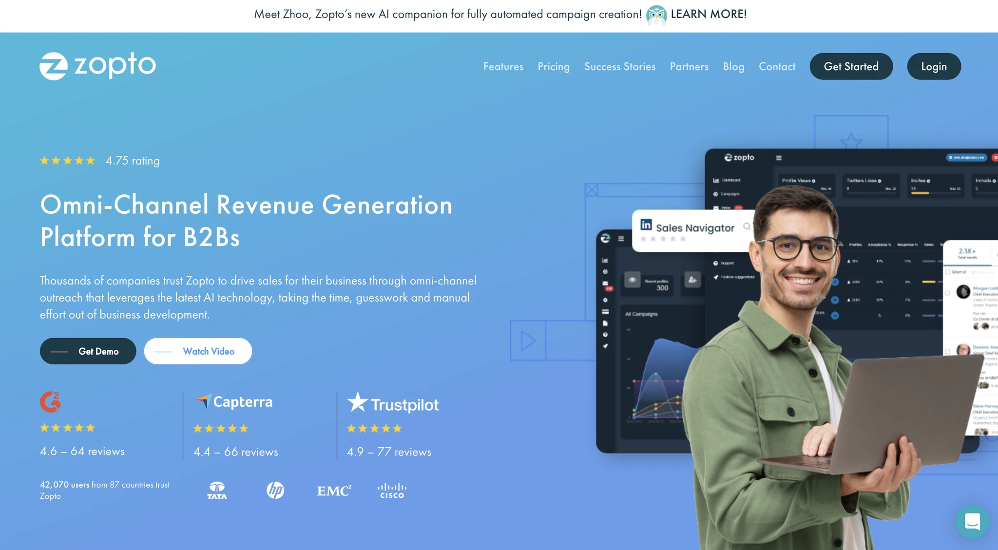 Zopto homepage