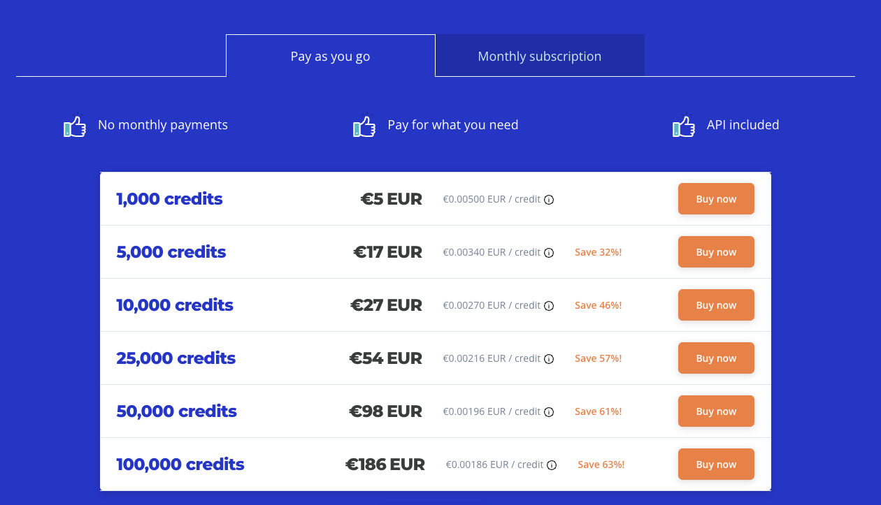 EmailListVerify pricing