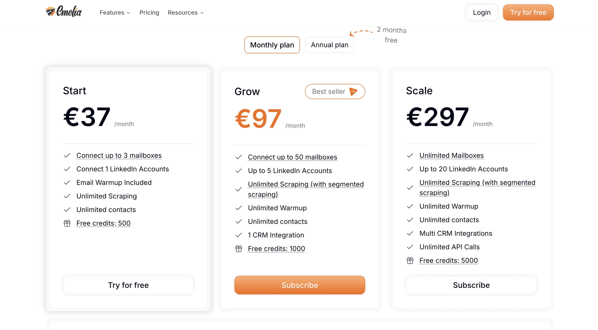 Emelia pricing