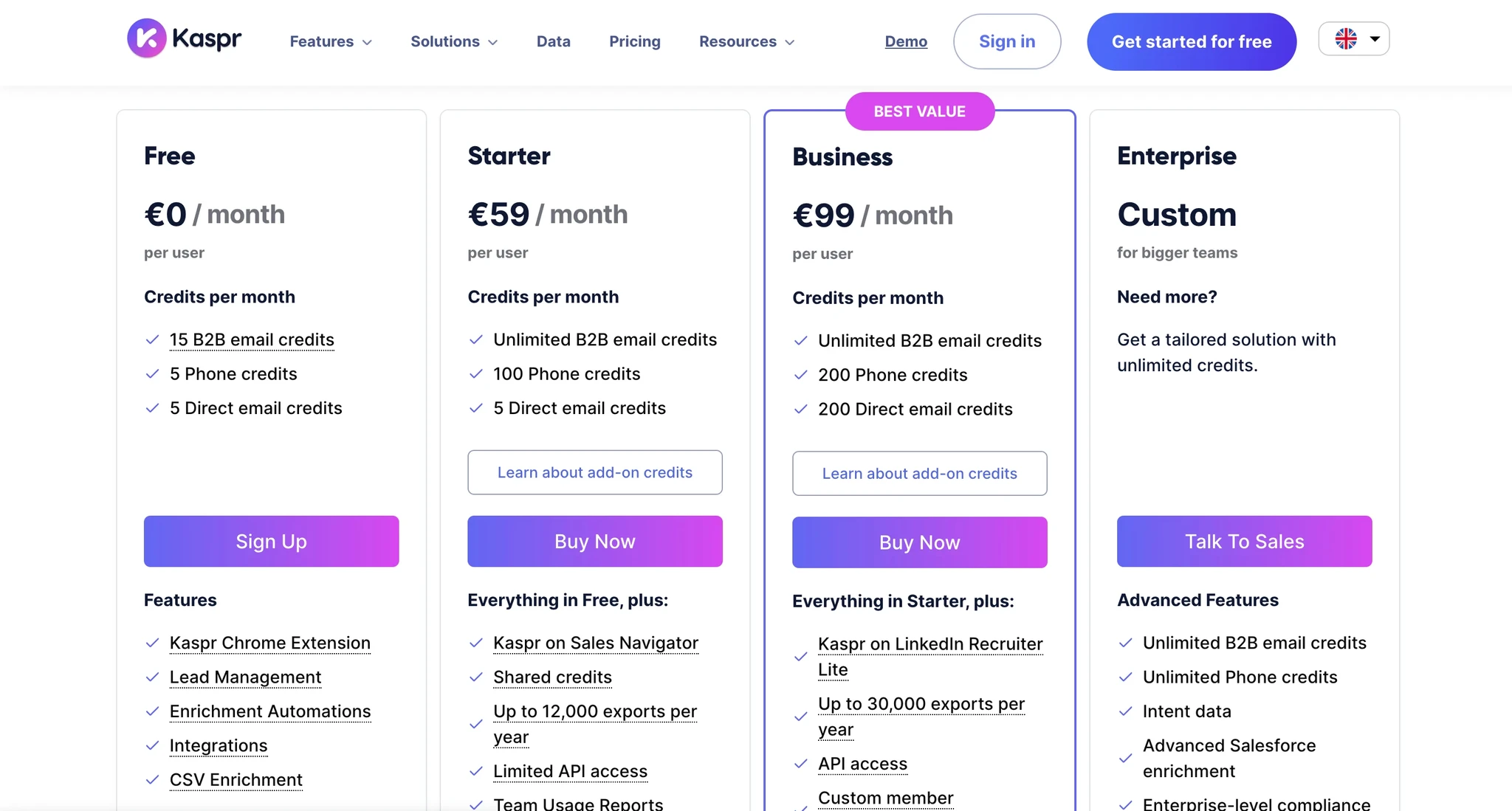 Kaspr pricing