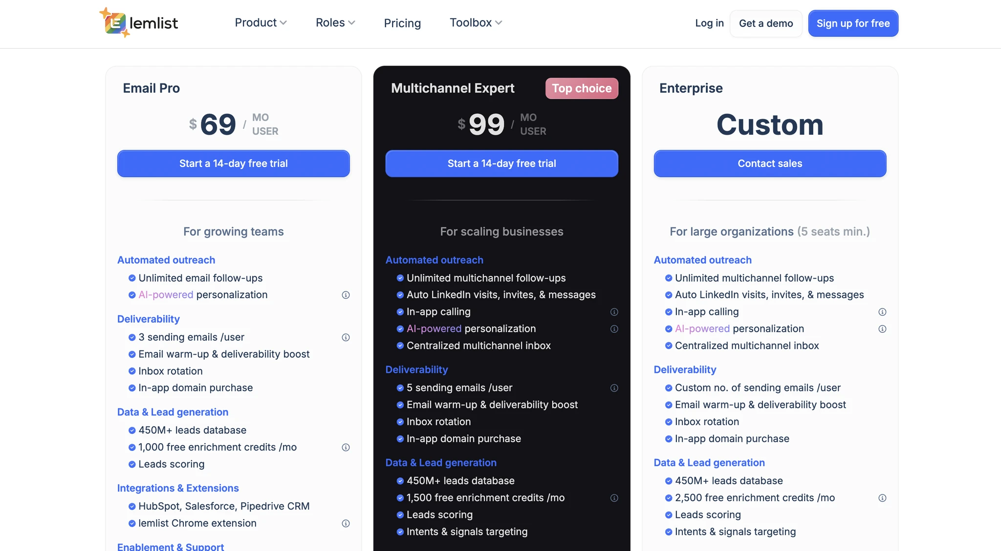 Lemlist pricing