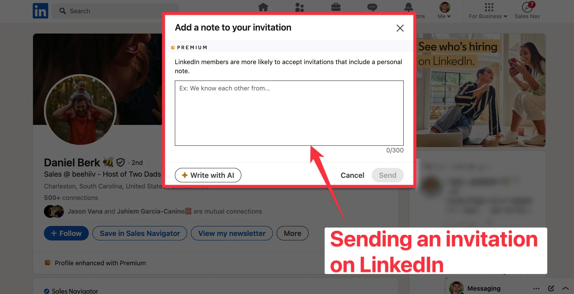 Send an invitation on LinkedIn