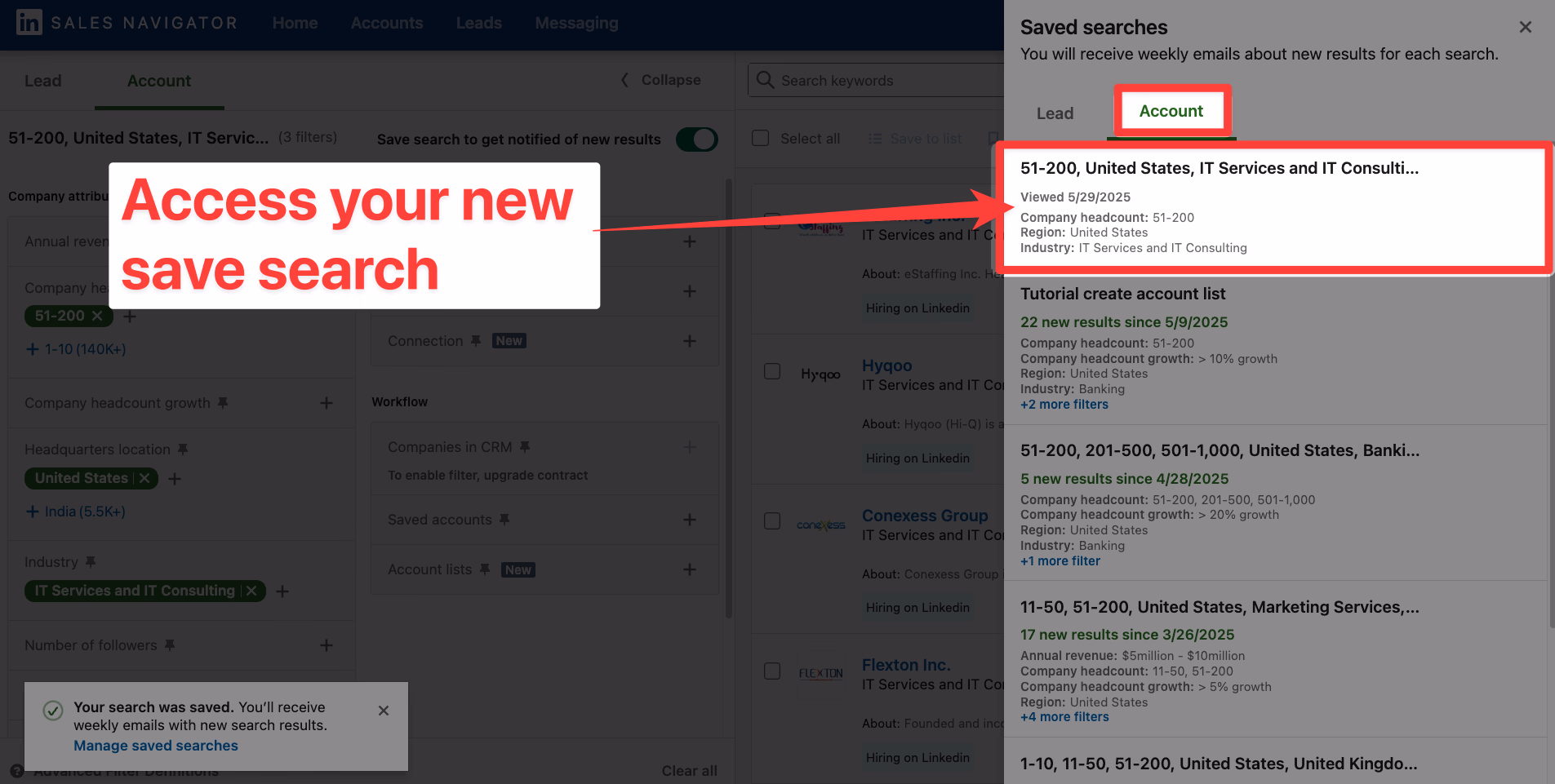 How to manage your account searches on LinkedIn Sales Navigator