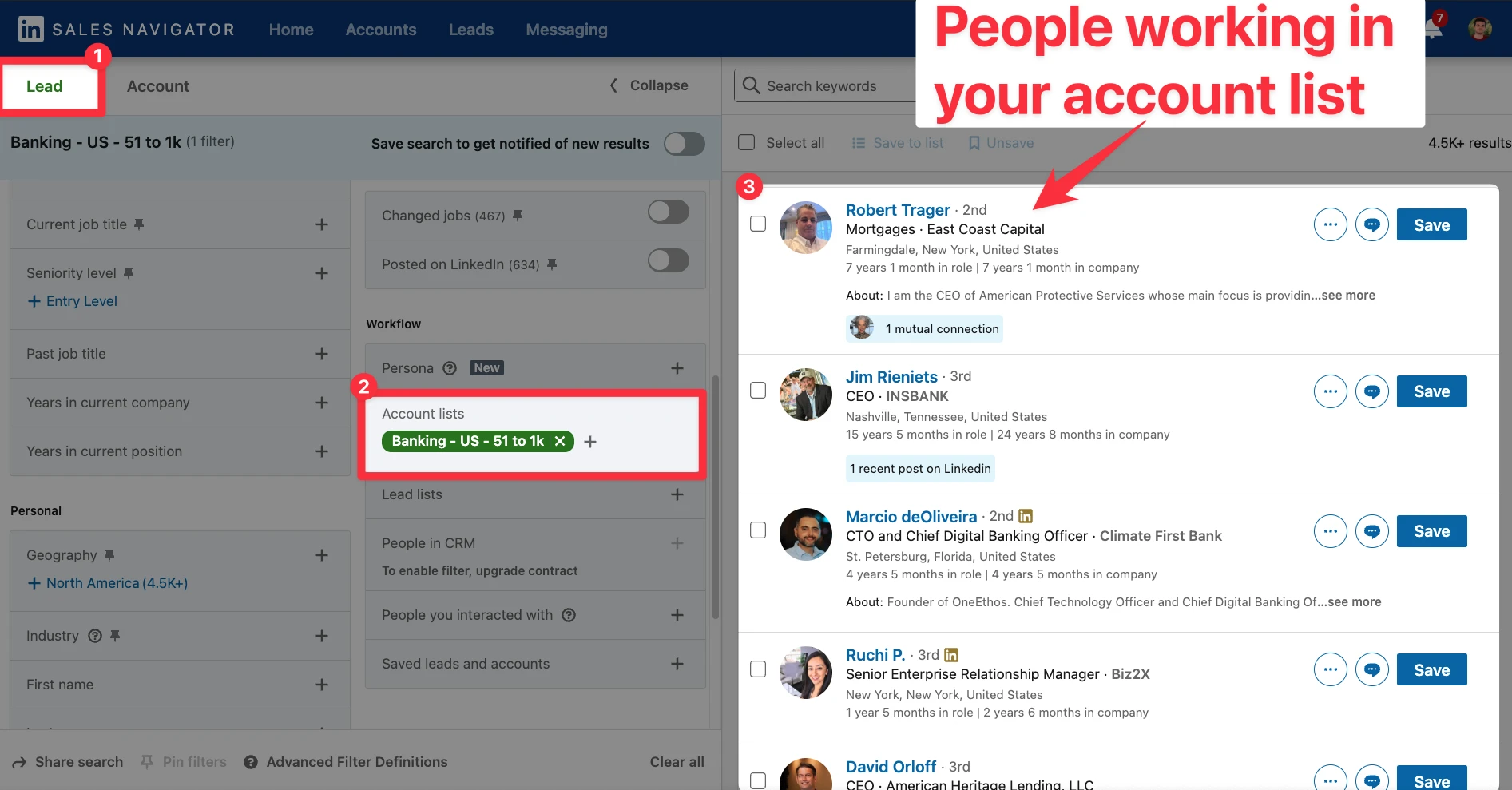 How to find decision makers in an account list on LinkedIn Sales Navigator