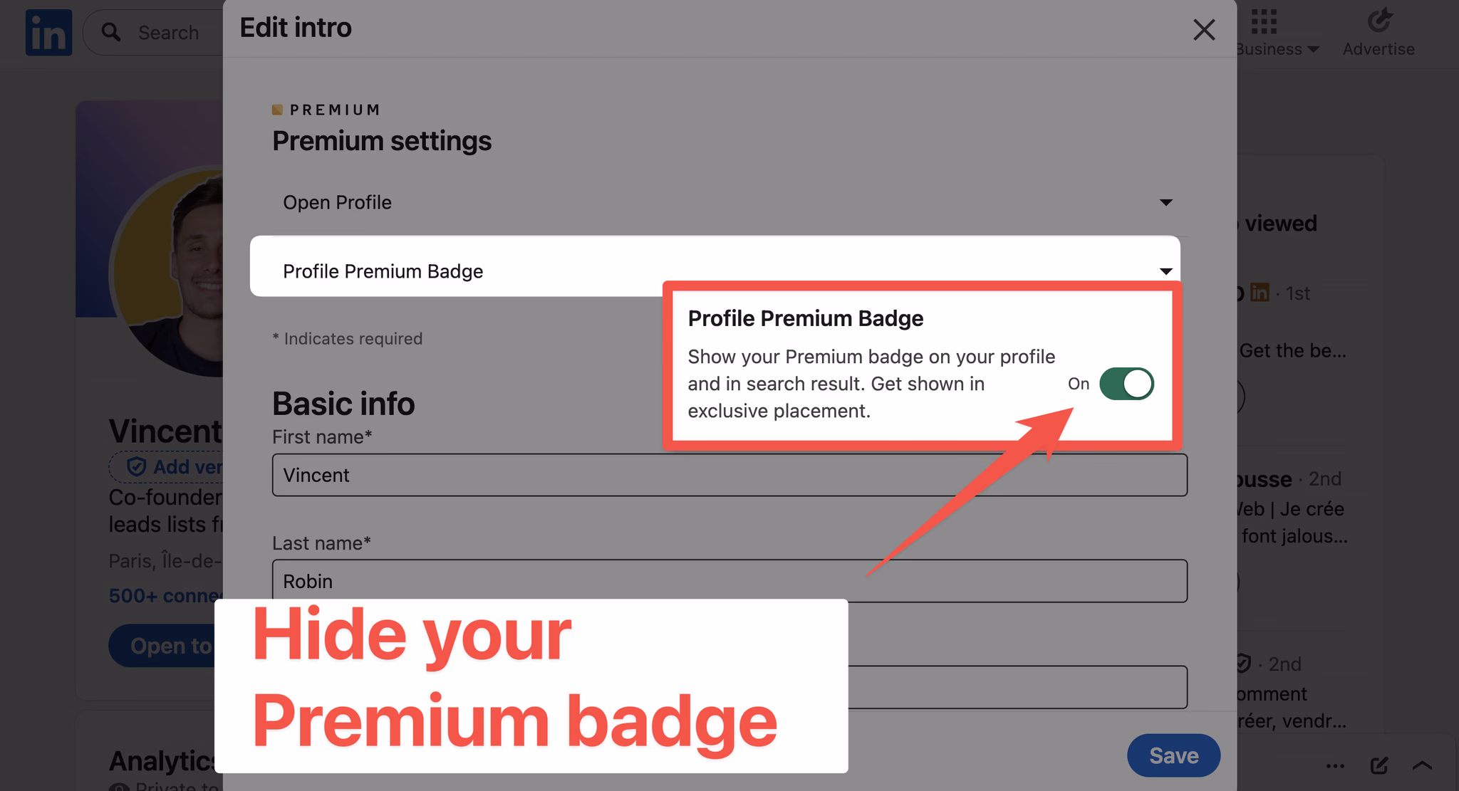 How to hide your Premium Badge on LinkedIn