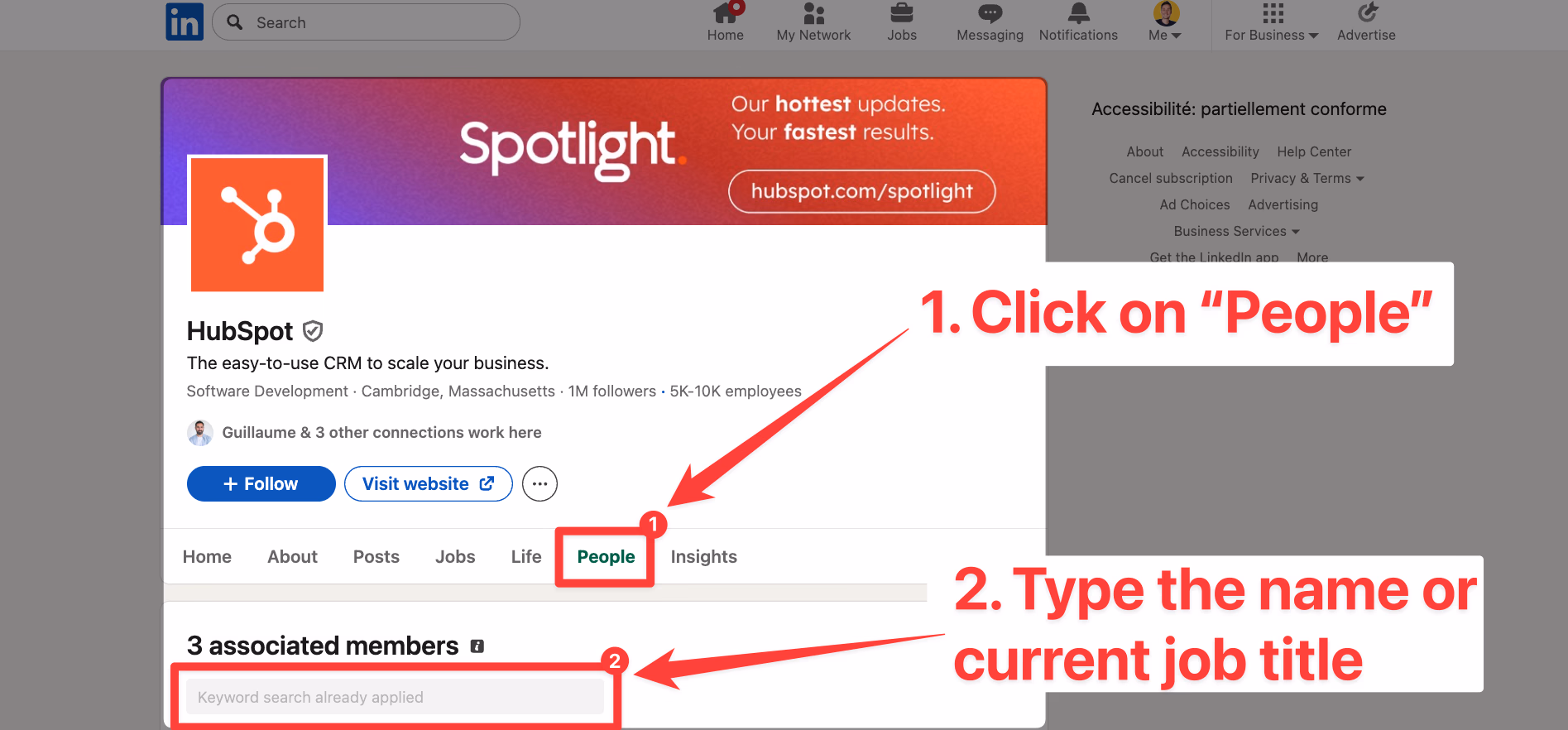 Open the company page and click People on LinkedIn