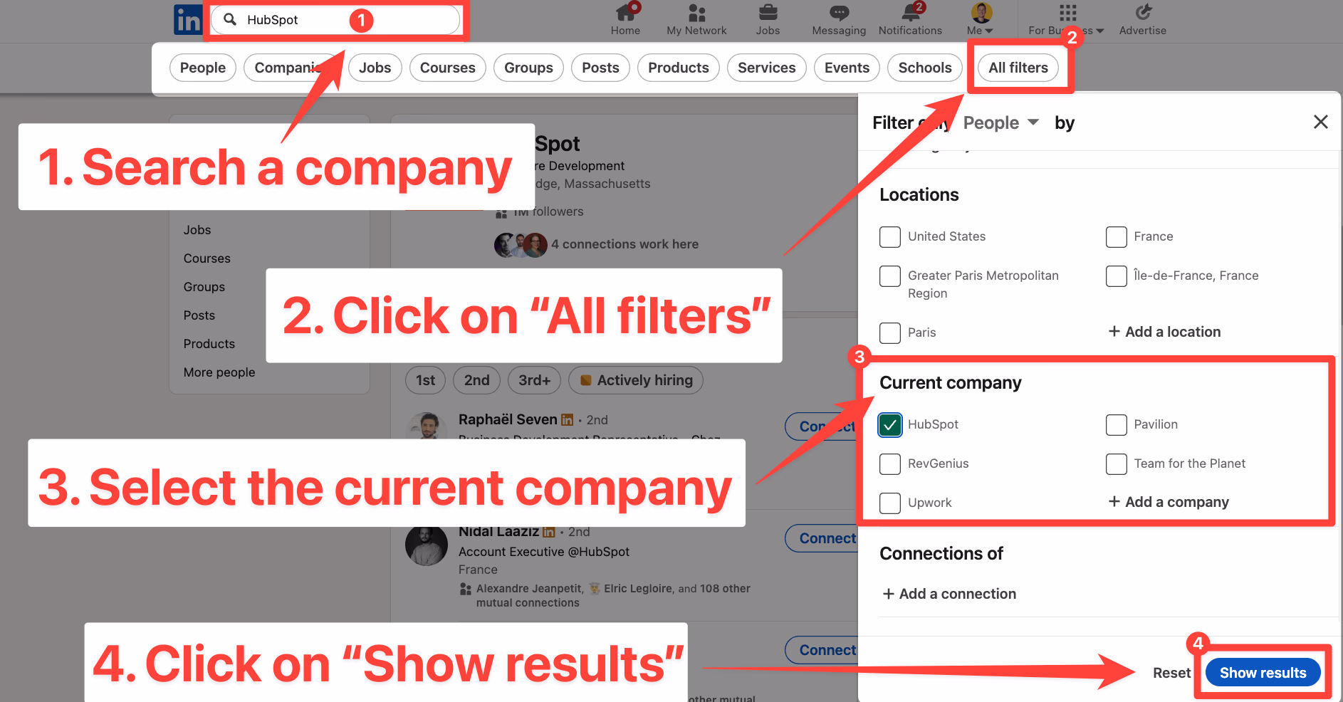 Use all filters to find current employees on LinkedIn