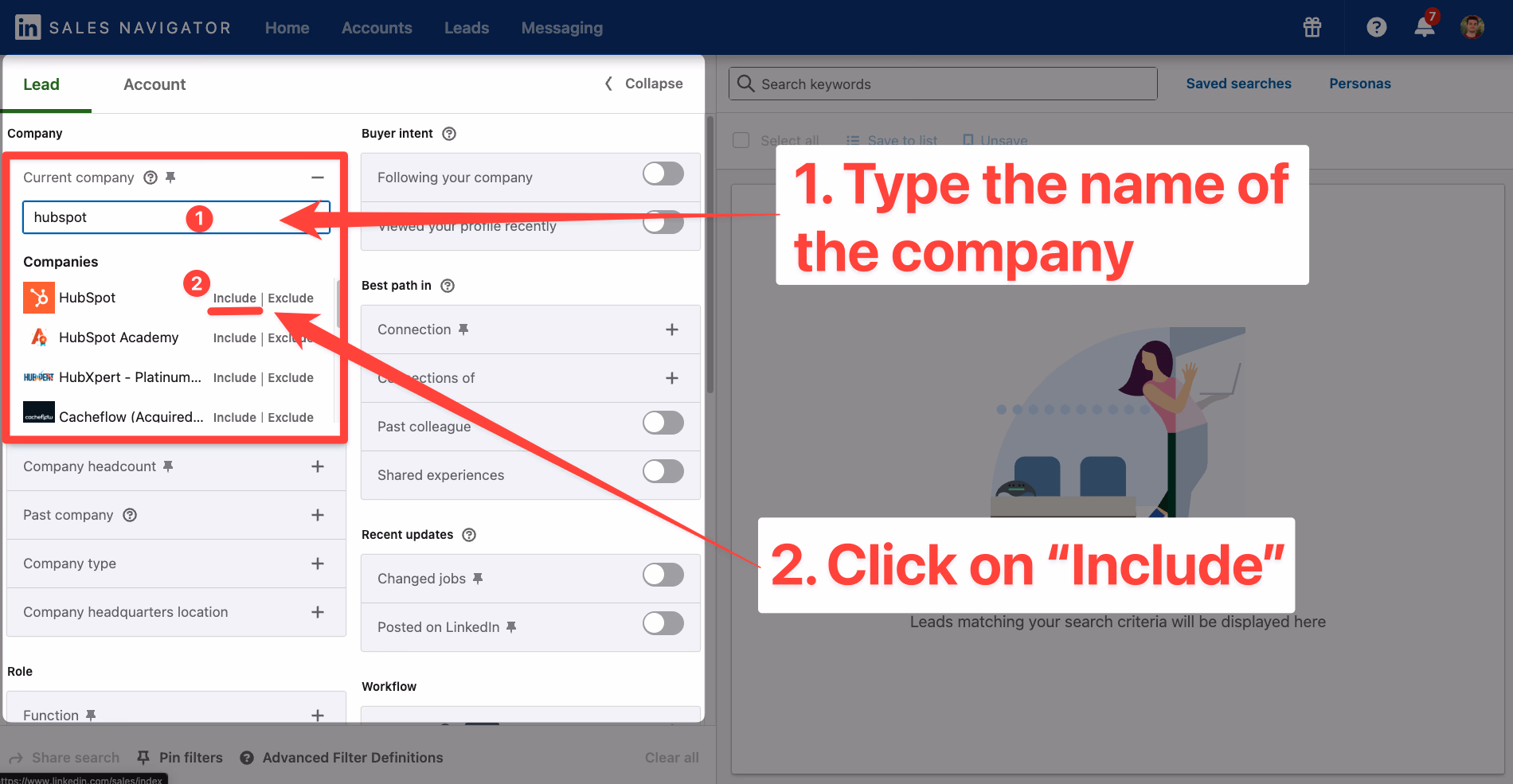 Use Current company filters on LinkedIn Sales Navigator