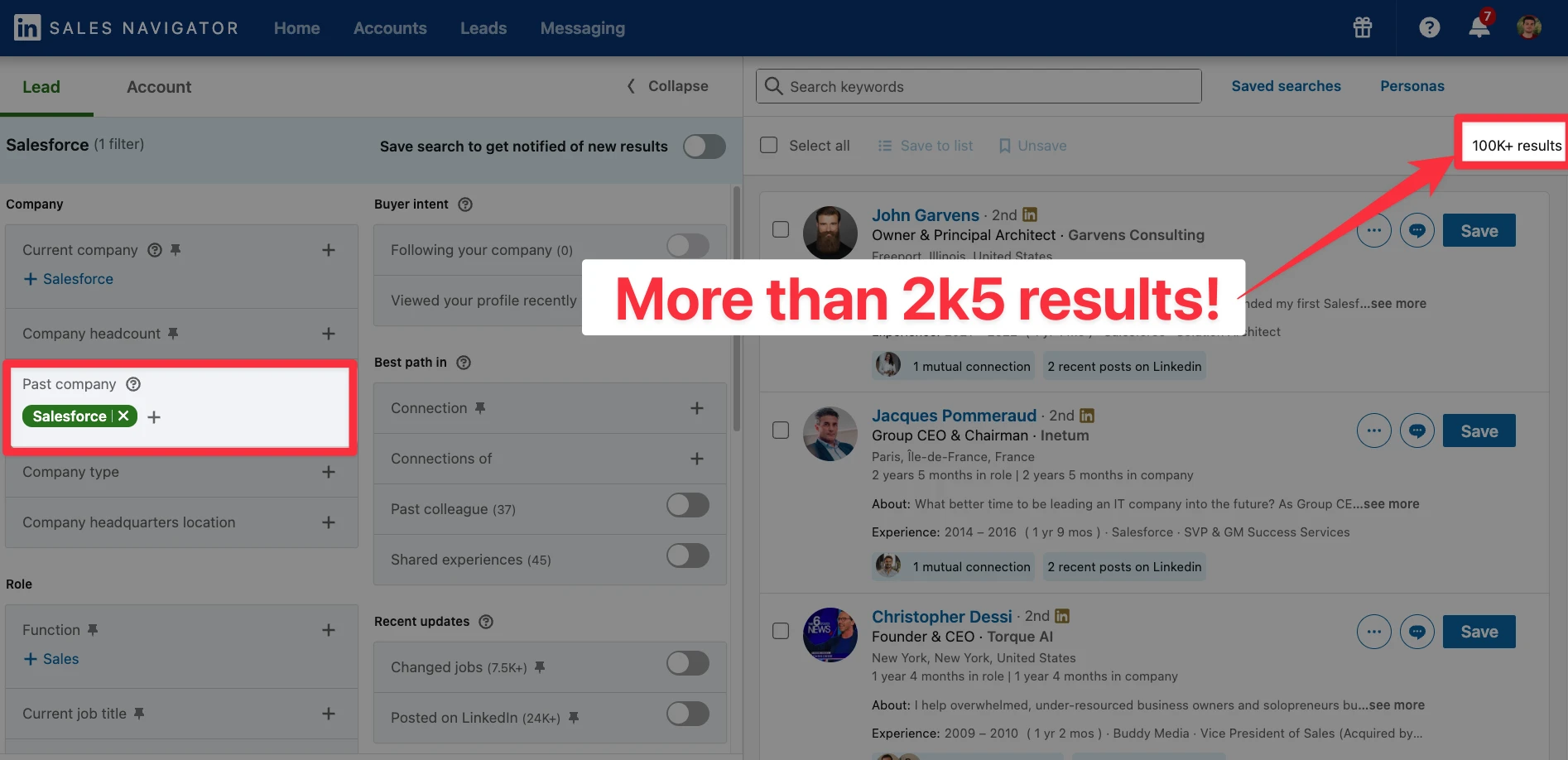 Split your search on LinkedIn Sales Navigator