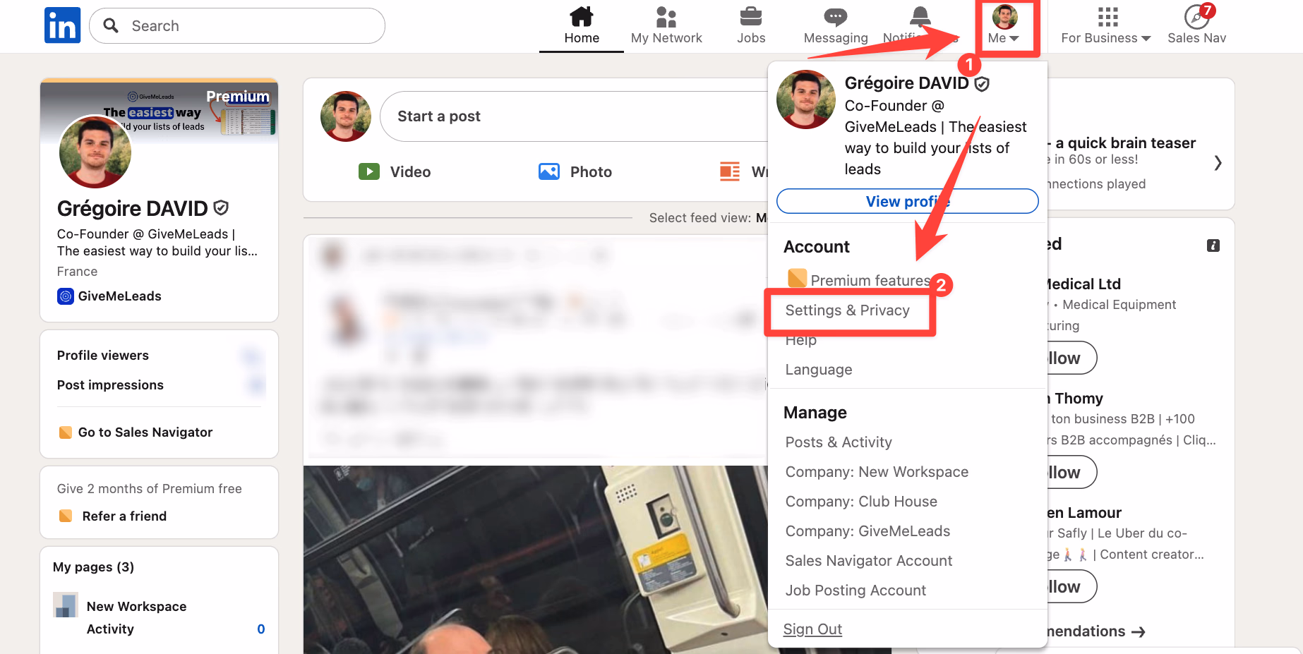 Extract leads button on LinkedIn Sales Navigator