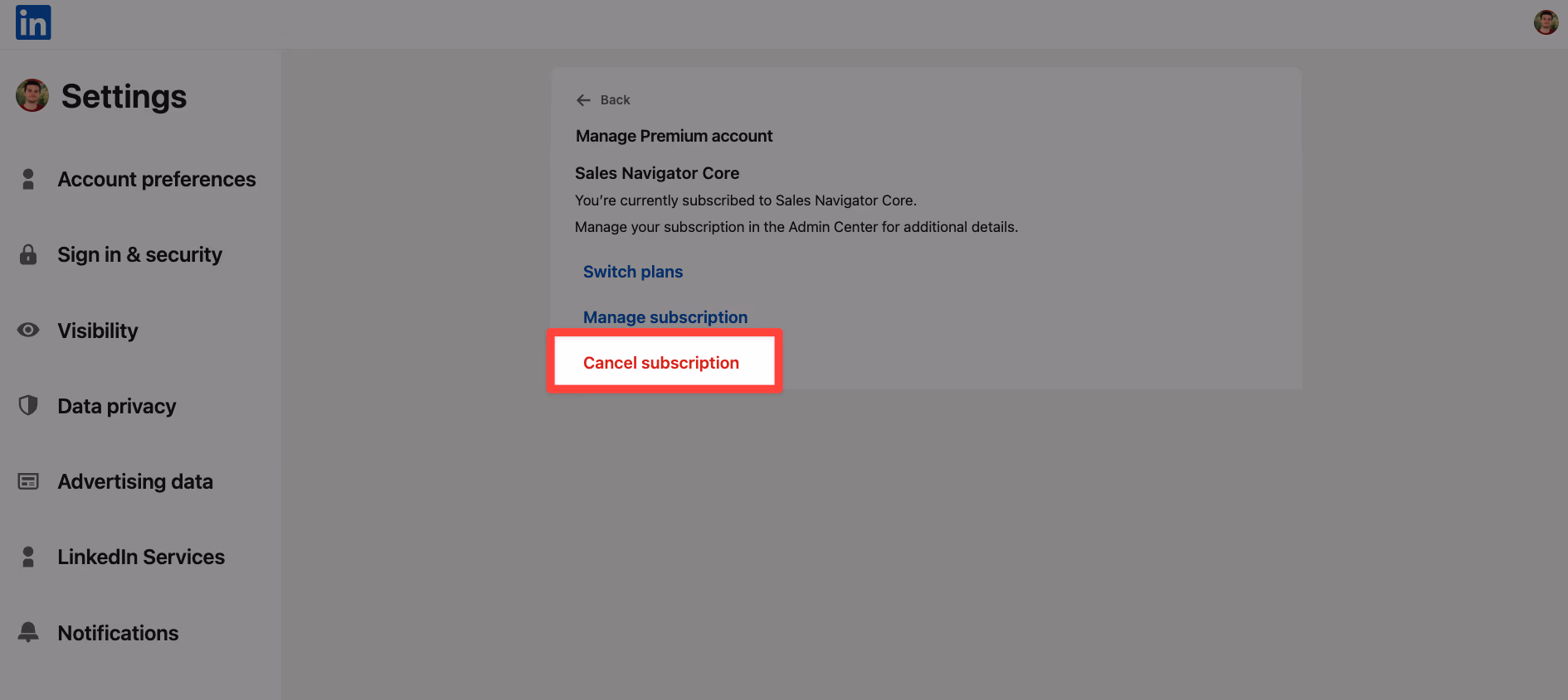 How to cancel your LinkedIn Sales Navigator plan