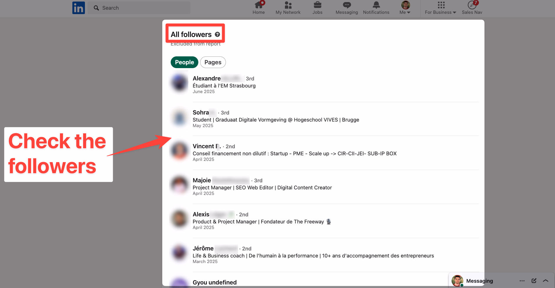 All your followers of your company page in LinkedIn