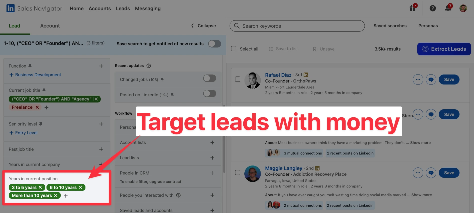 Target agency leads with money on LinkedIn Sales Navigator