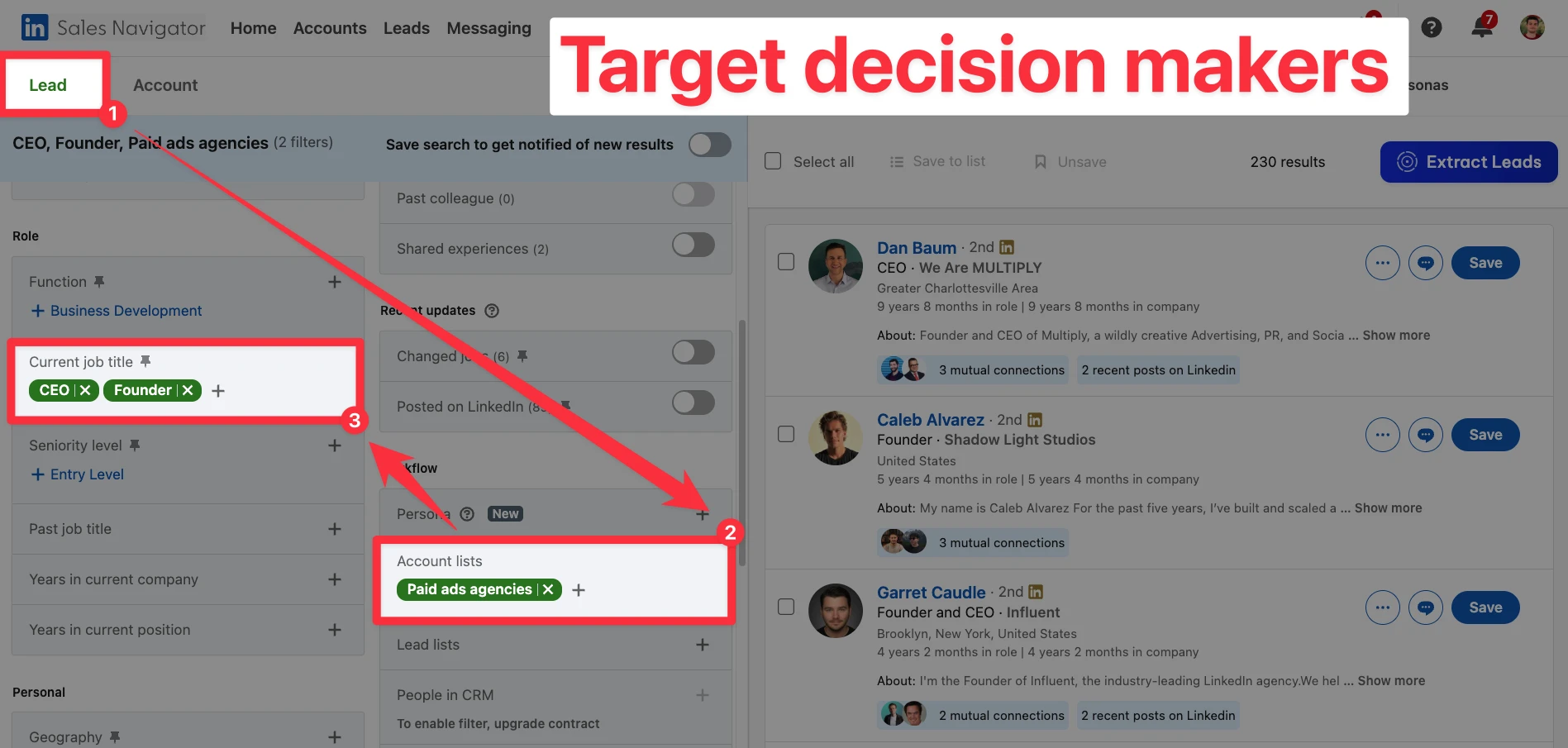 Target agency decision makers on LinkedIn Sales Navigator