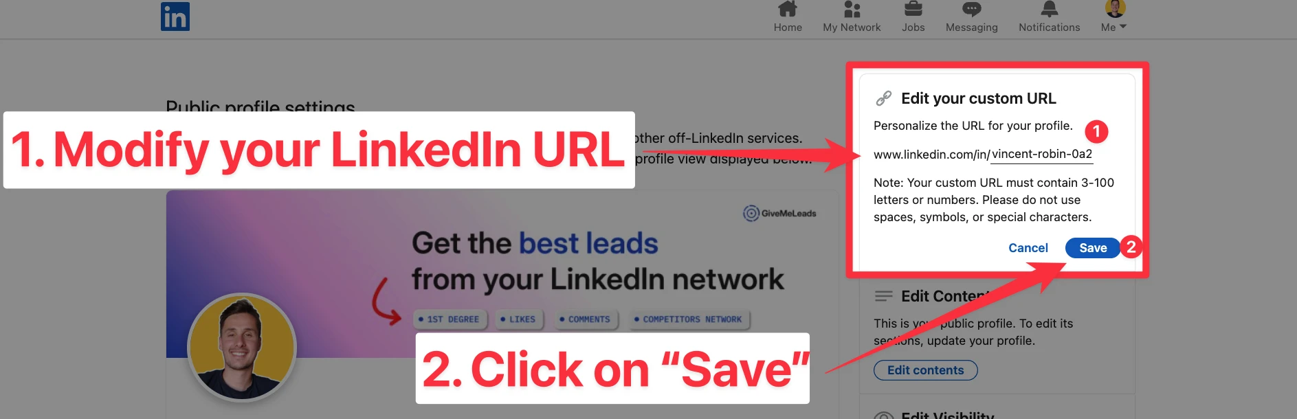 How to modify your LinkedIn URL