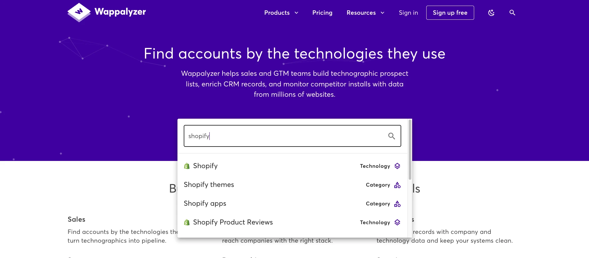 Wappalyzer homepage