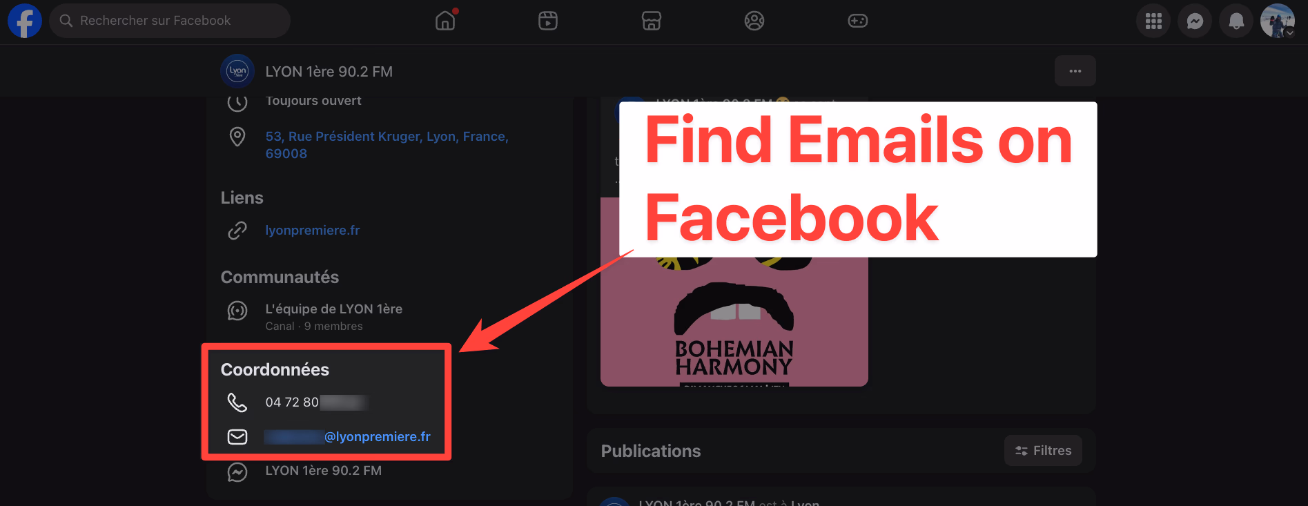 How to find emails on Facebook