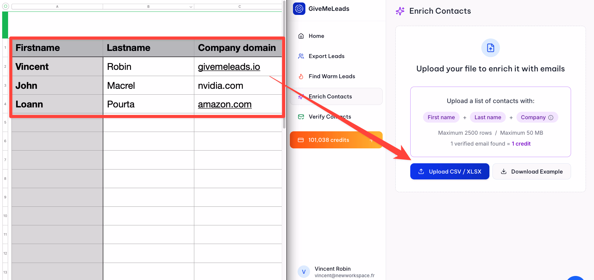Find emails from Facebook with GiveMeLeads