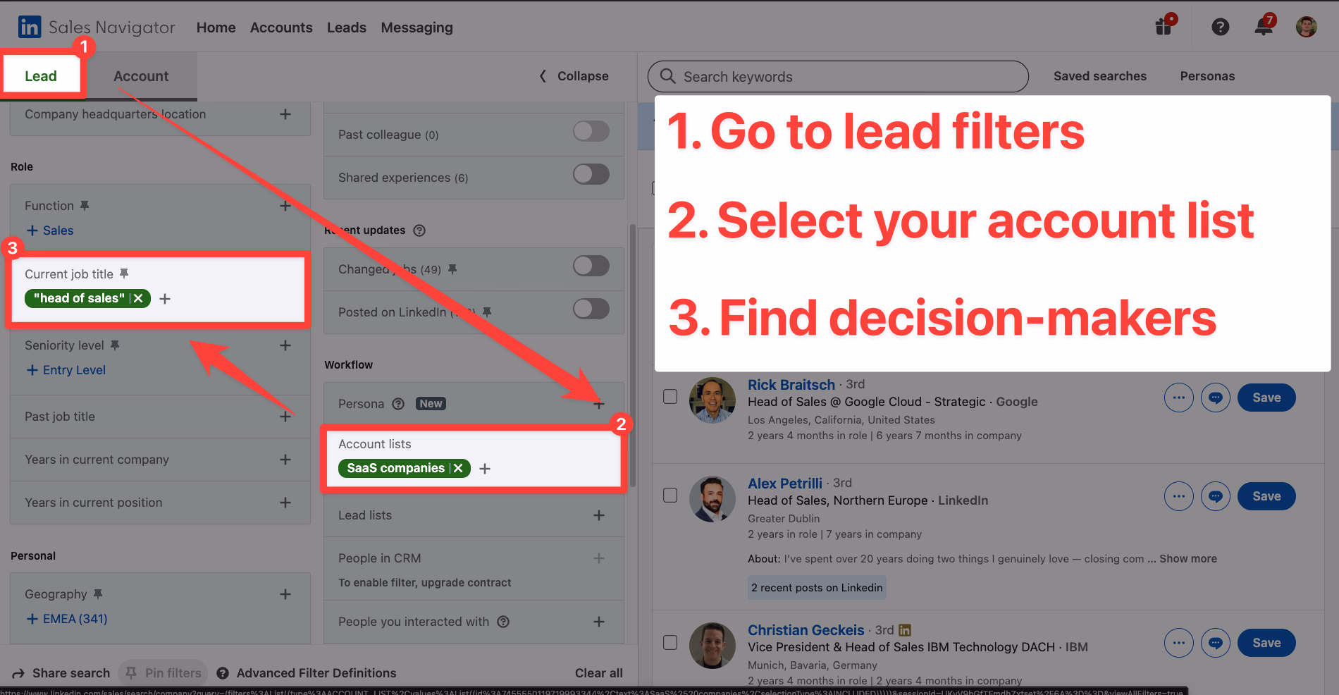 Find the Right Decision-Makers Inside SaaS Companies on LinkedIn Sales Navigator