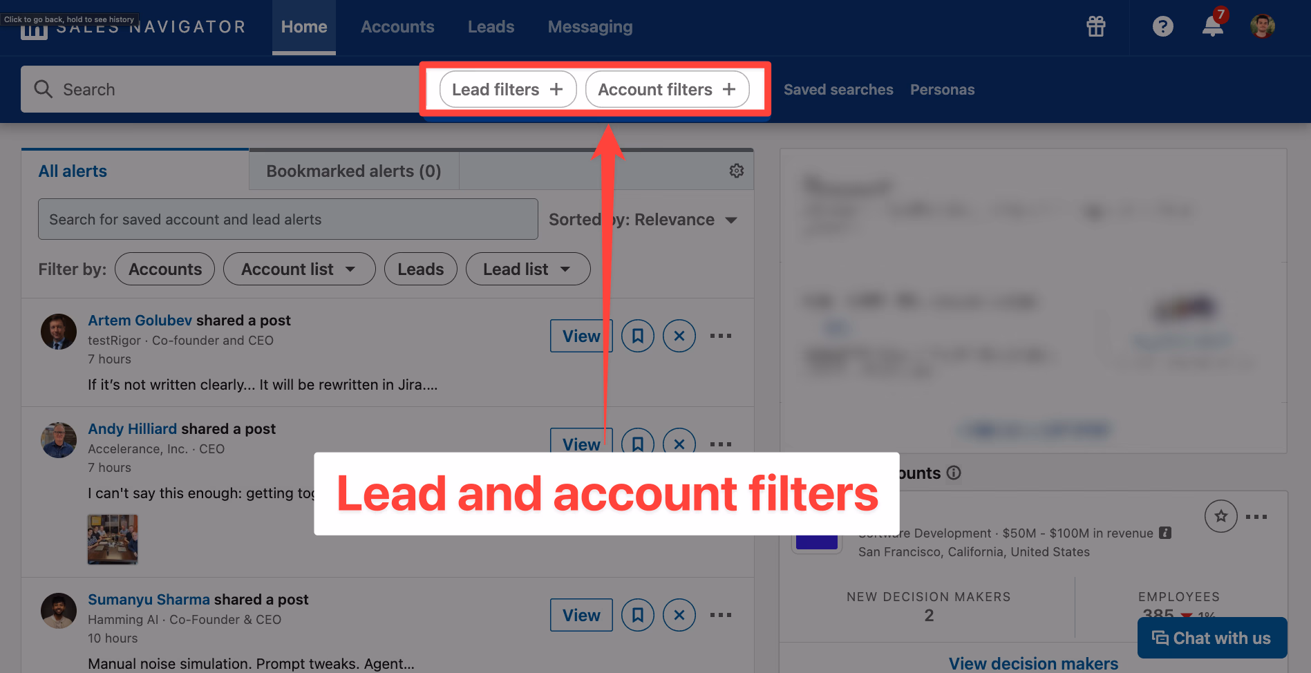 LinkedIn Sales Navigator search filters