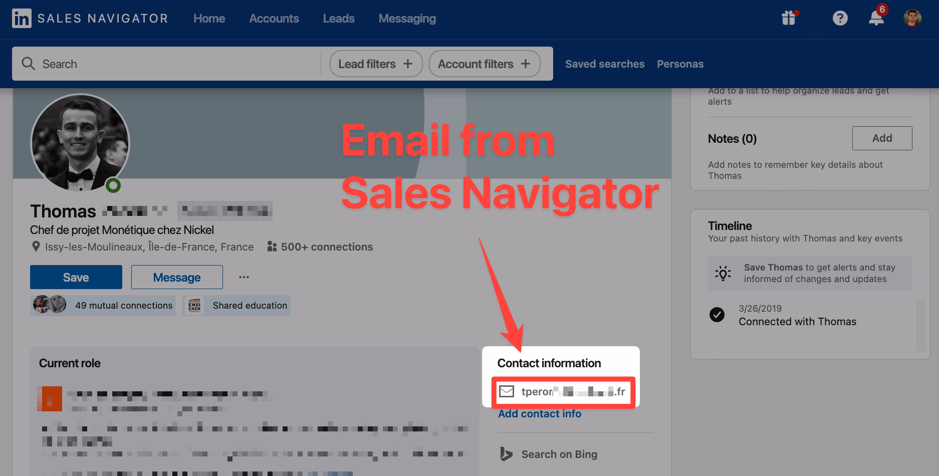 Find email from LinkedIn Sales Navigator