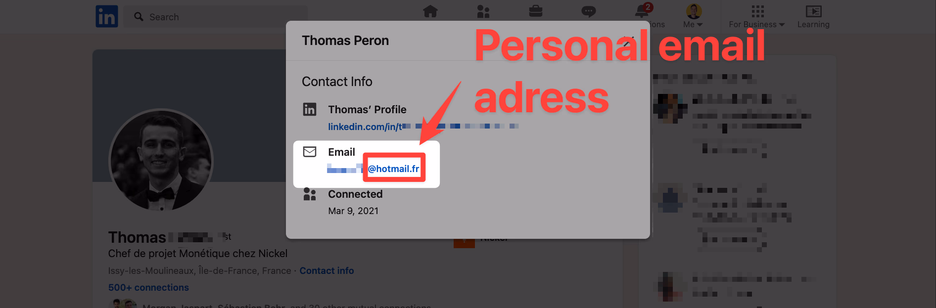 Personal email addresses on LinkedIn profiles