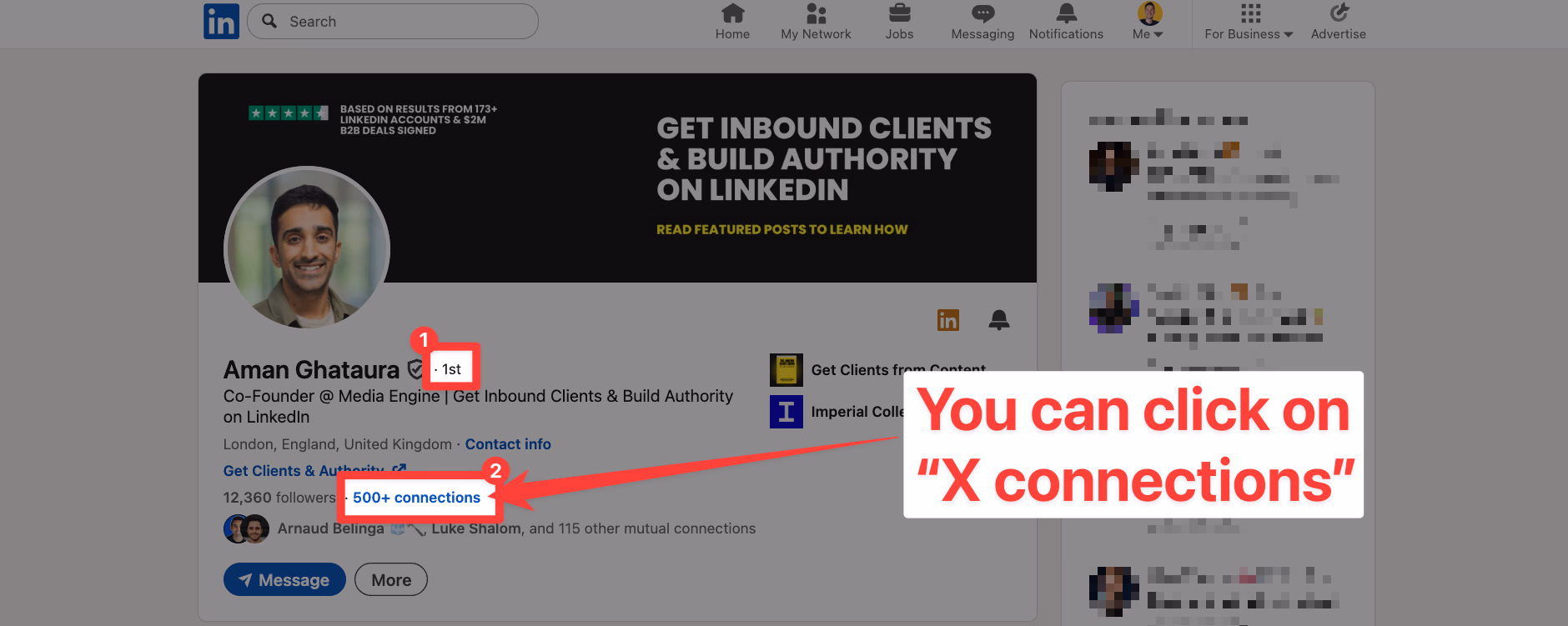 How to access the network of someone in your 1st degree connection on LinkedIn