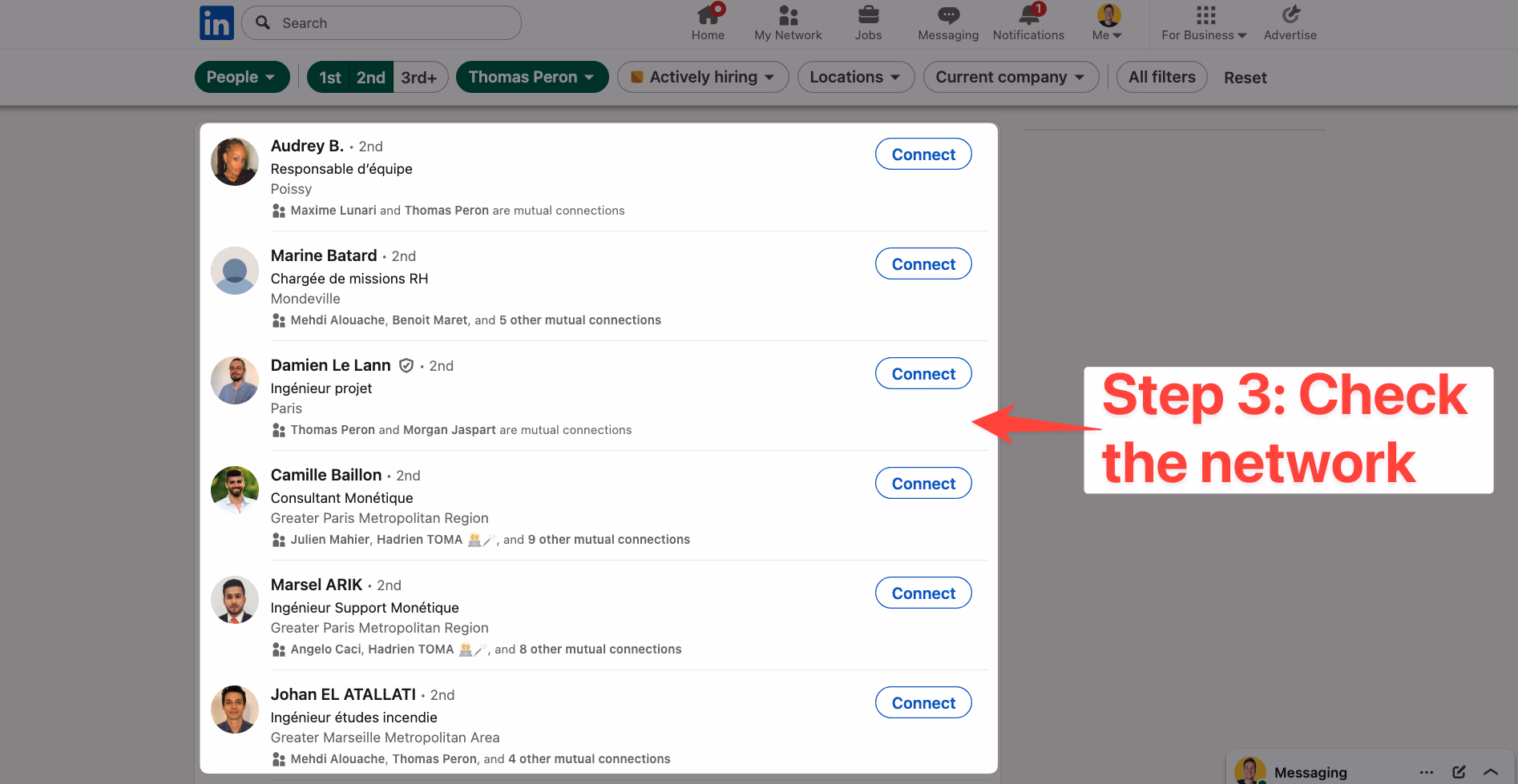 Check the network of someone on LinkedIn