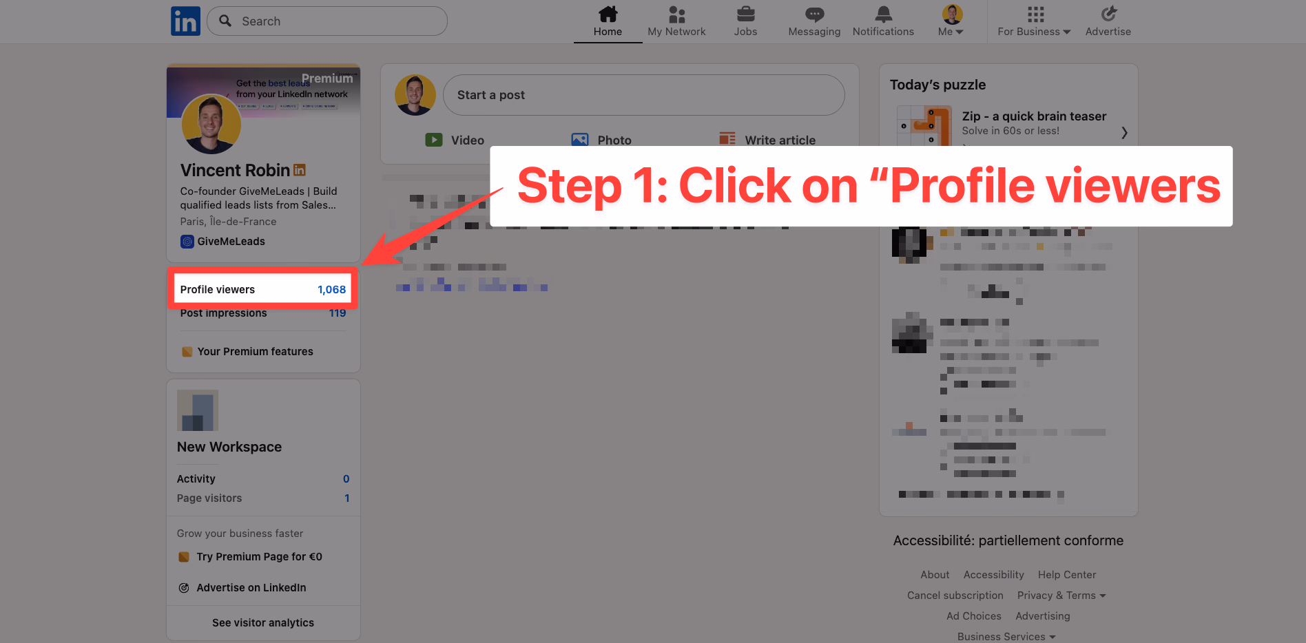 Click on Profile Viewers on LinkedIn
