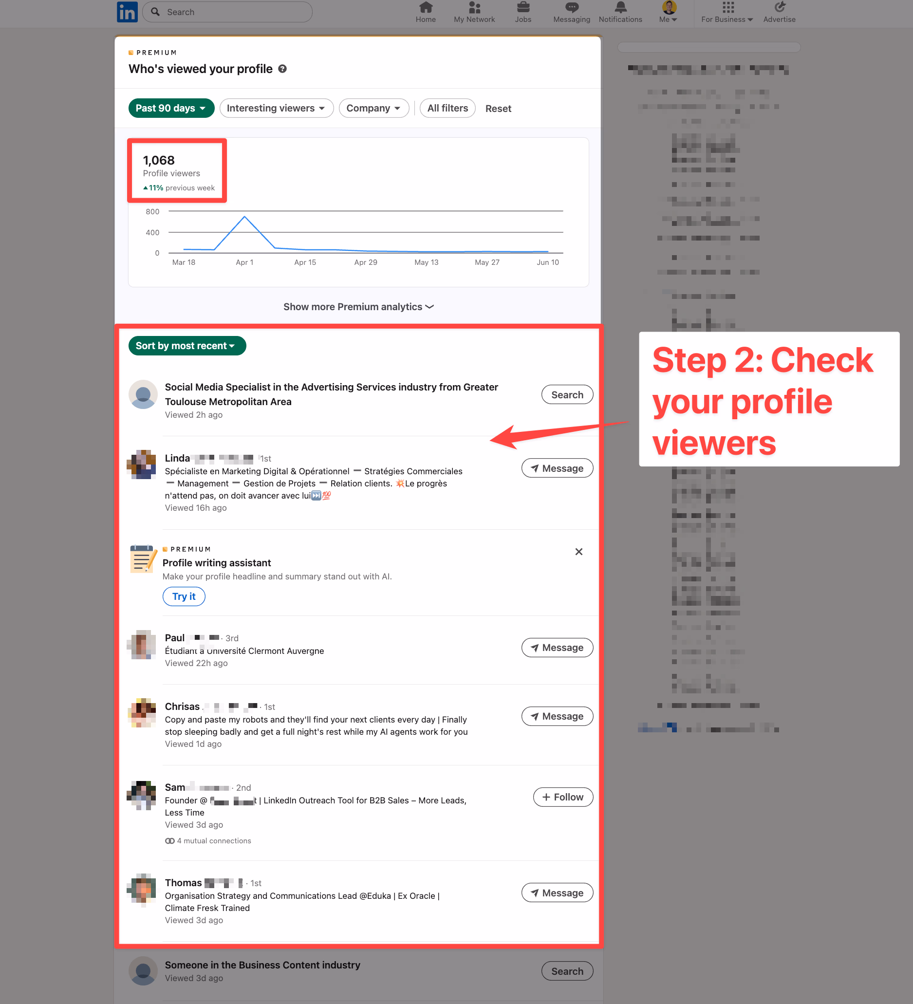 Check your profile viewers on LinkedIn