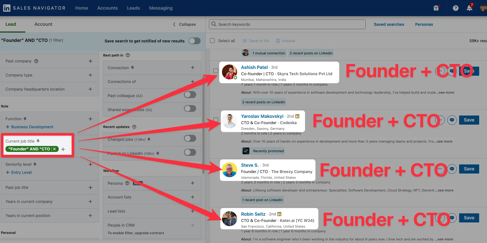 LinkedIn Sales Navigator boolean: AND
