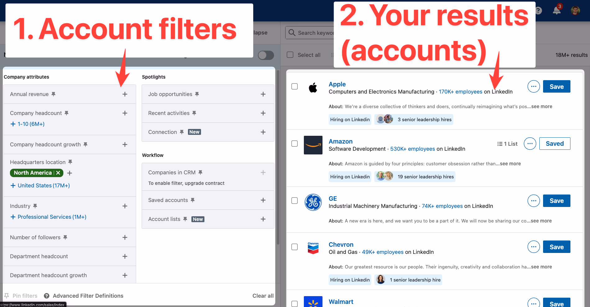 How account filters page works on LinkedIn Sales Navigator